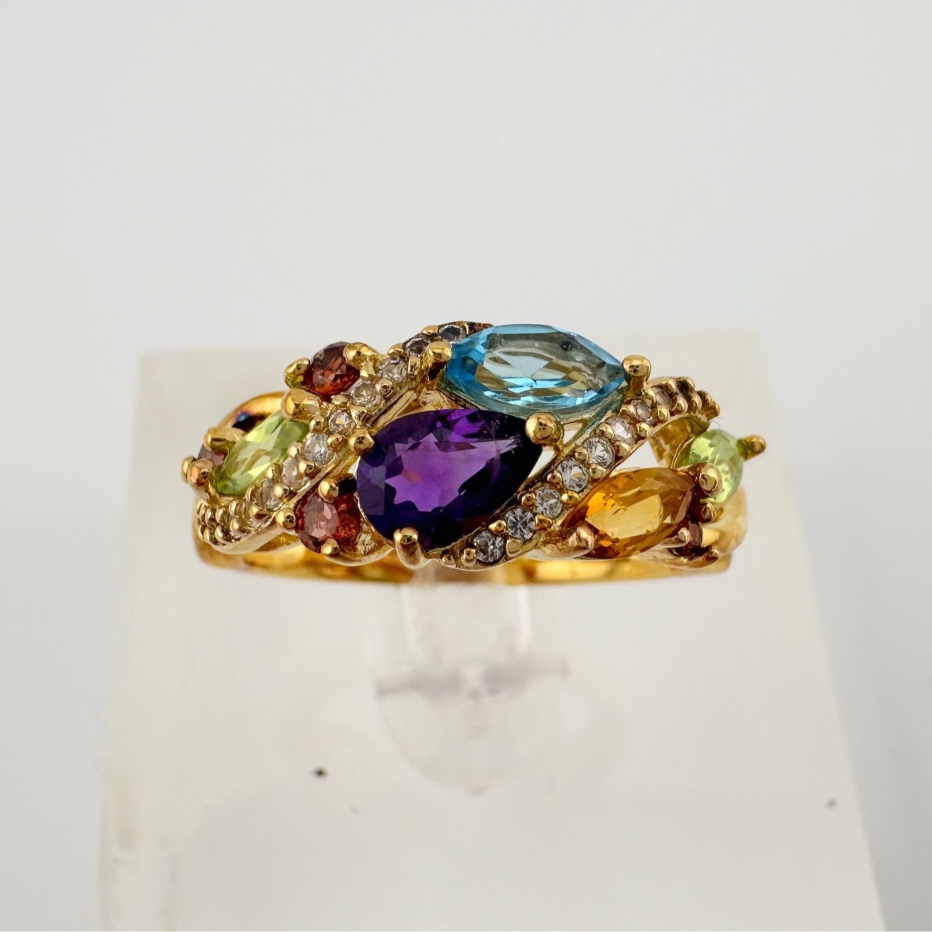 Other Colorful Gemstone Bouquet Ring in Sterling Silver Goldplate Size ONE SIZE - 8 Thumbnail