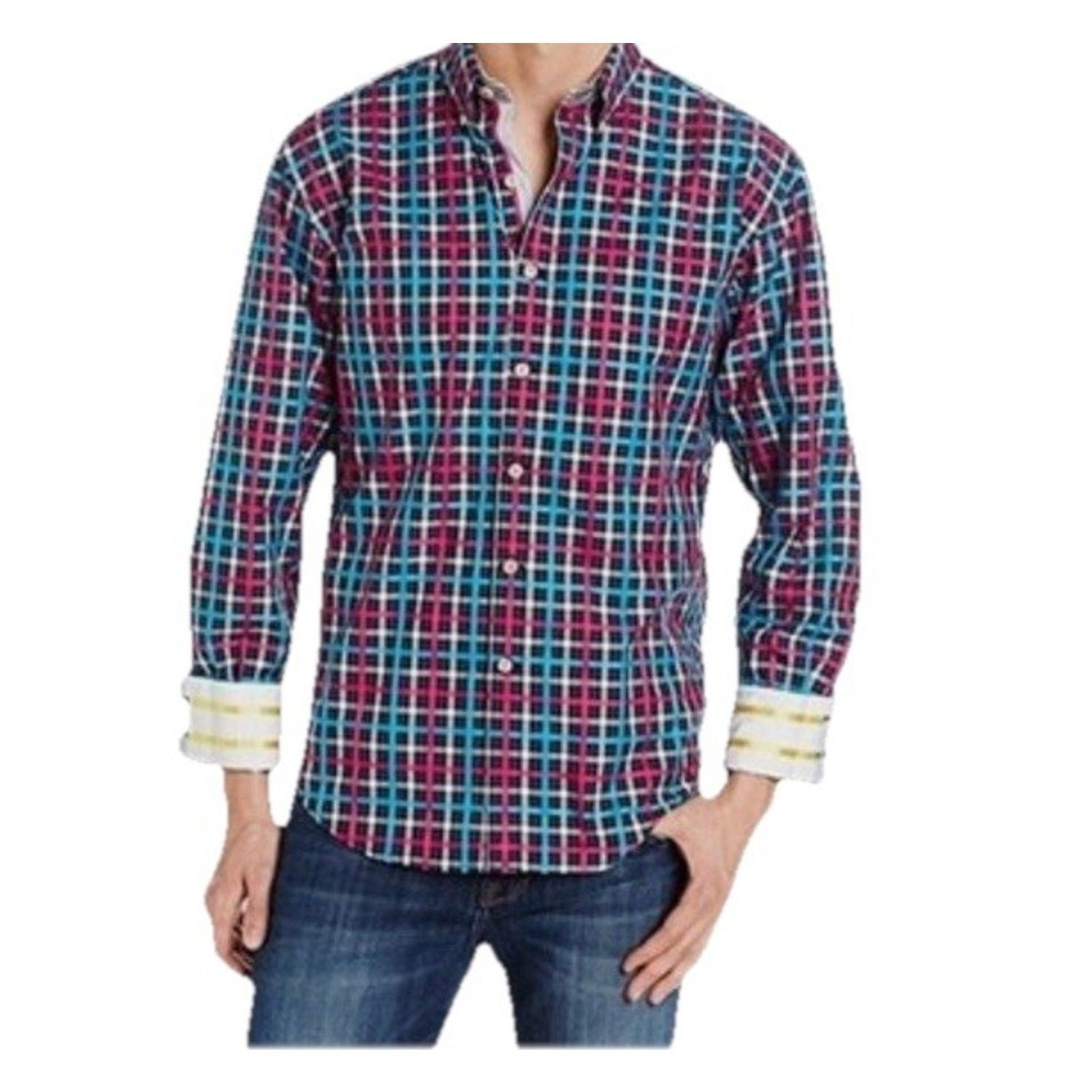Robert Graham Robert Graham X Tailored Fit Flip Cuff Gingham Grid Plaid Size US XXL / EU 58 / 5 - 5 Thumbnail