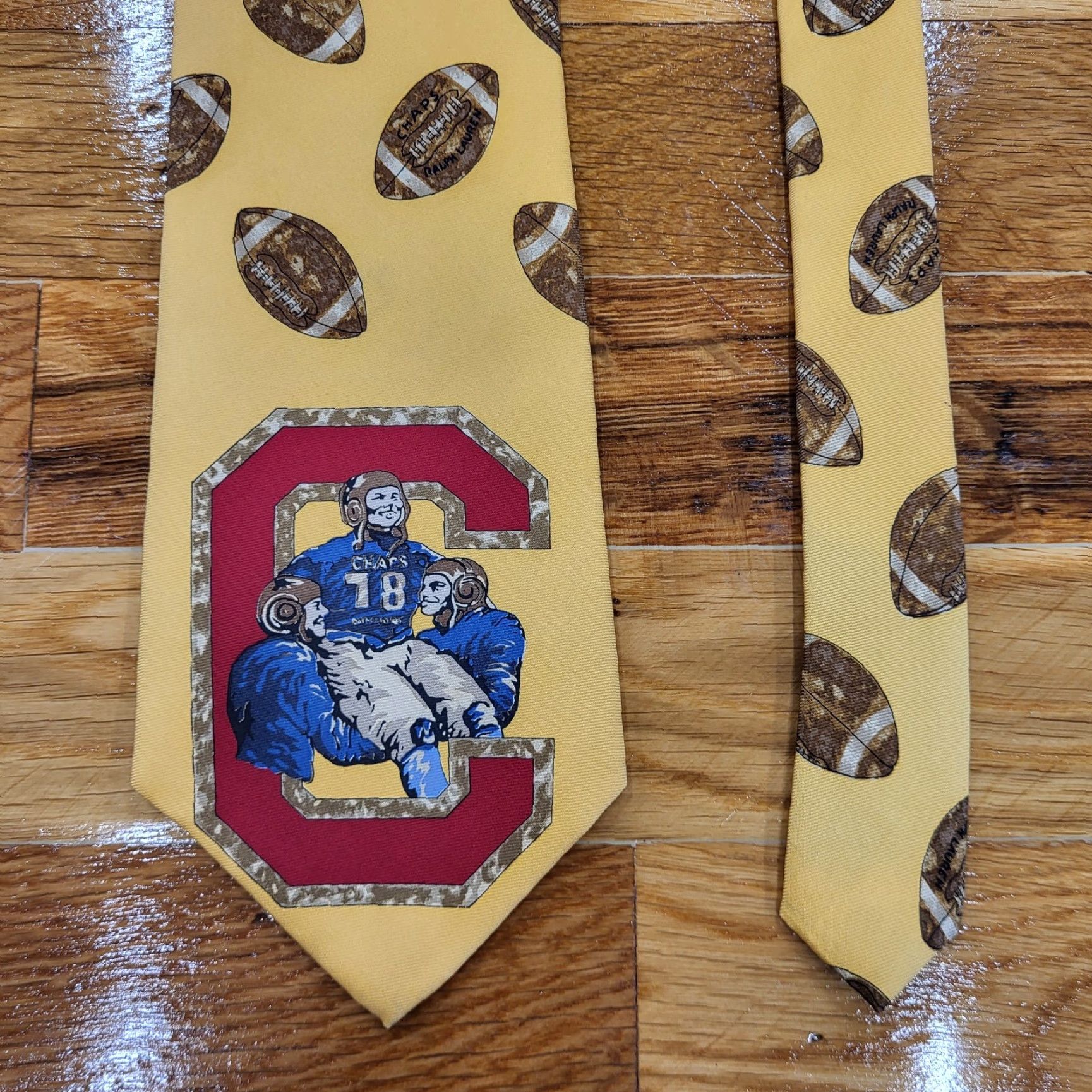 Ralph Lauren VINTAGE Ralph Lauren Chaps Necktie Mens Tan Football Pointed Classic Tie Sports Size ONE SIZE - 5 Thumbnail