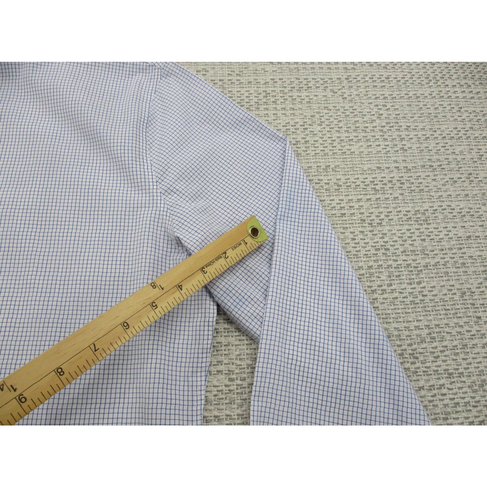 Murano Murano Shirt Mens Large Blue White Check Button Down Slim Fit Dress Shirt Size 42R - 6 Thumbnail