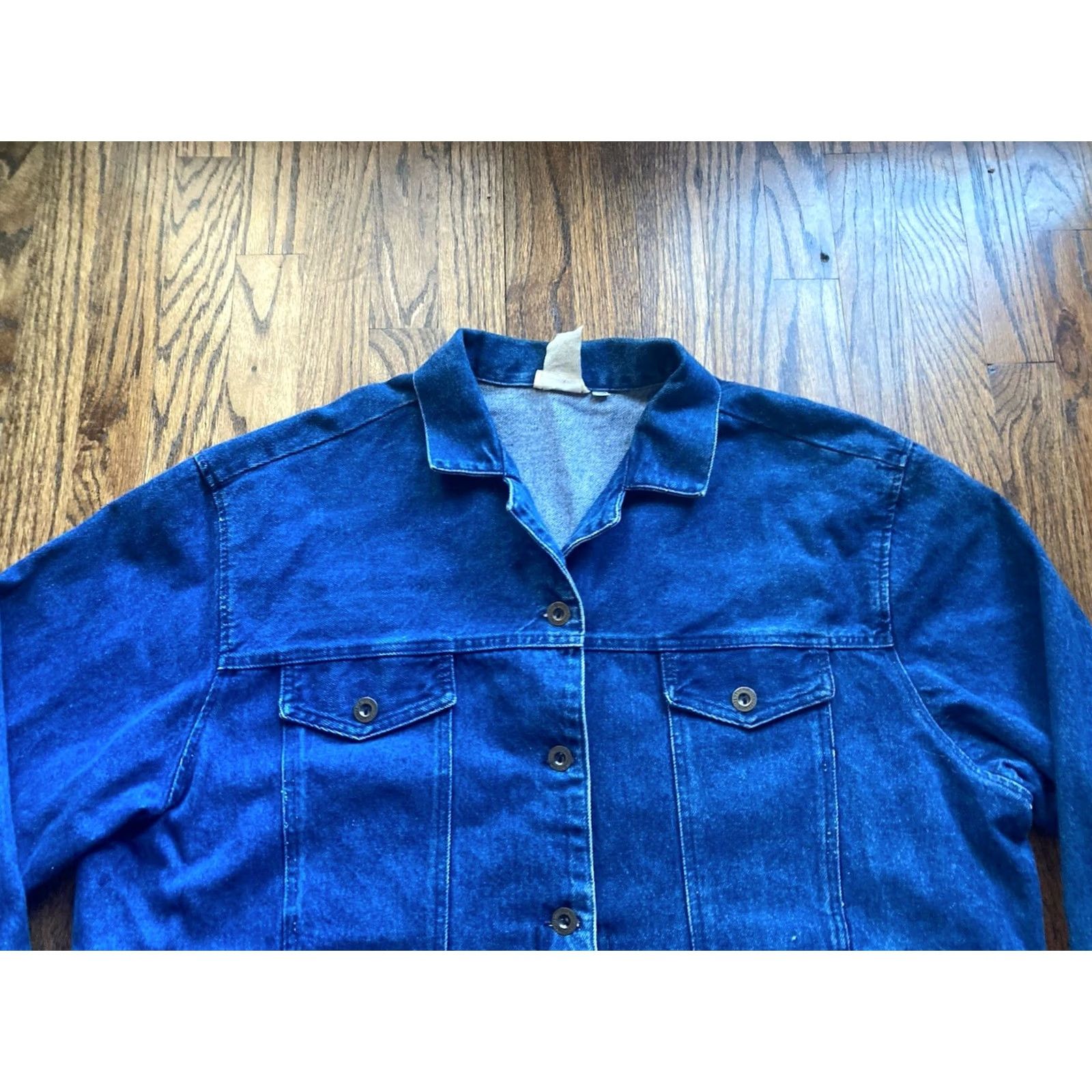 Denime VINTAGE Denim Jacket Womens Plus 20 Blue USA Made Boxy Fit Jacket Size 42" / US 20 - 4 Thumbnail