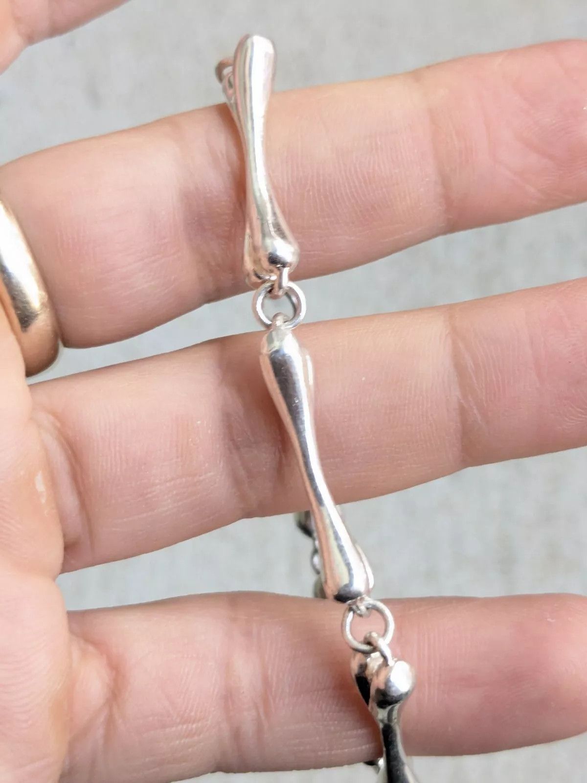 Sterling Silver Vintage Sterling Silver Bracelet Bone Skeleton 7.25" Size ONE SIZE - 9 Thumbnail
