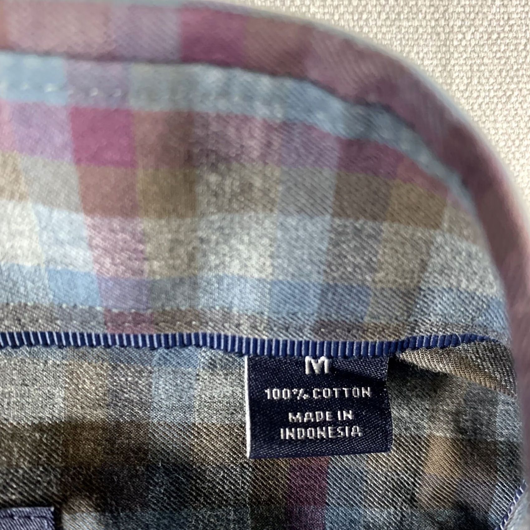 Hart Schaffner Marx Hart Schaffner Marx Shirt Mens Medium Gray Blue Purple Plaid Long Sleeve Cotton Size US M / EU 48-50 / 2 - 6 Thumbnail
