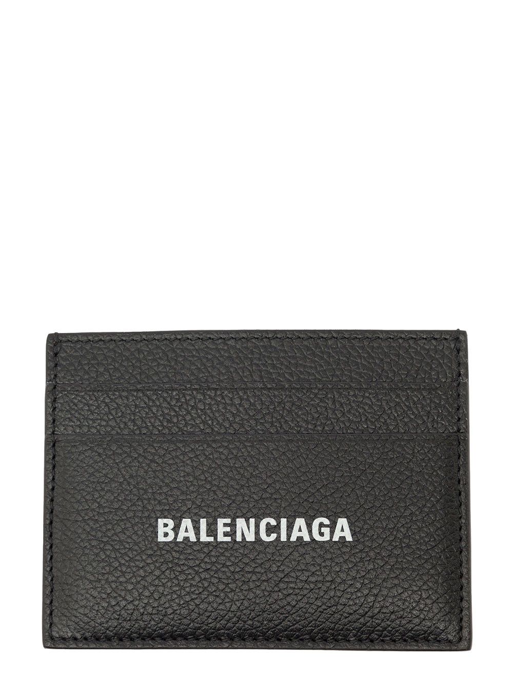 Balenciaga Black Card holder with contrasting logo lettering in Leather for Men Size ONE SIZE - 1 Thumbnail