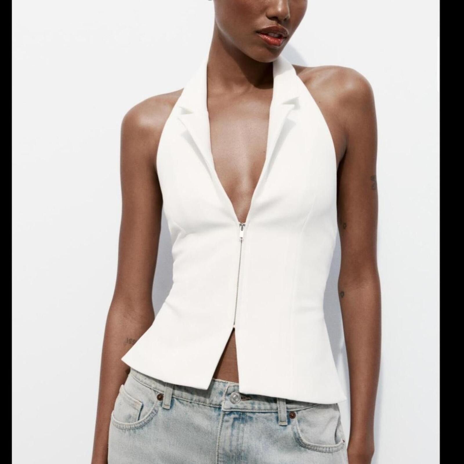 Zara Zara Open Back Halter Top Size S / US 4 / IT 40 - 1 Thumbnail