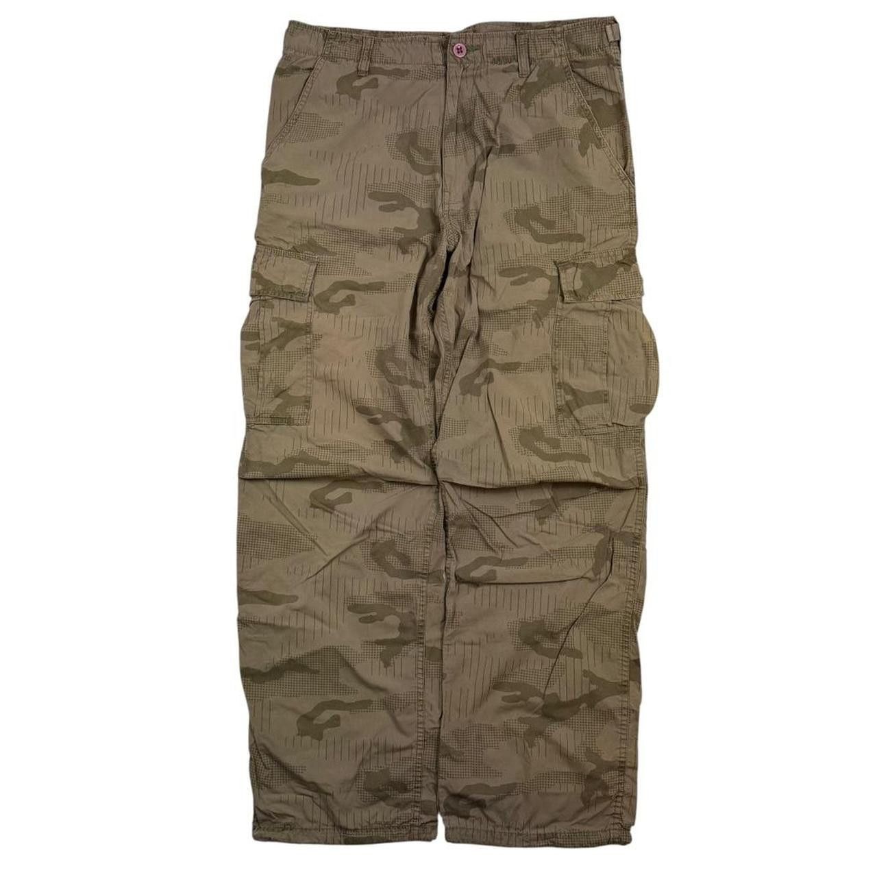 Stussy Vintage 2000s Stussy Camo Cargo Trousers Khaki - Waist: 33” Size US 33 - 1 Thumbnail