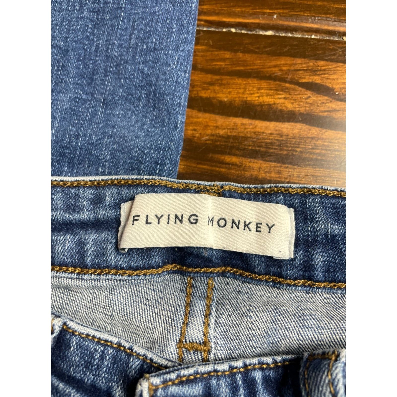 Vintage Flying Monkey Jeans Women’s Size 25 Blue Denim Cropped Pockets Size 42" / US 20 - 2 Thumbnail