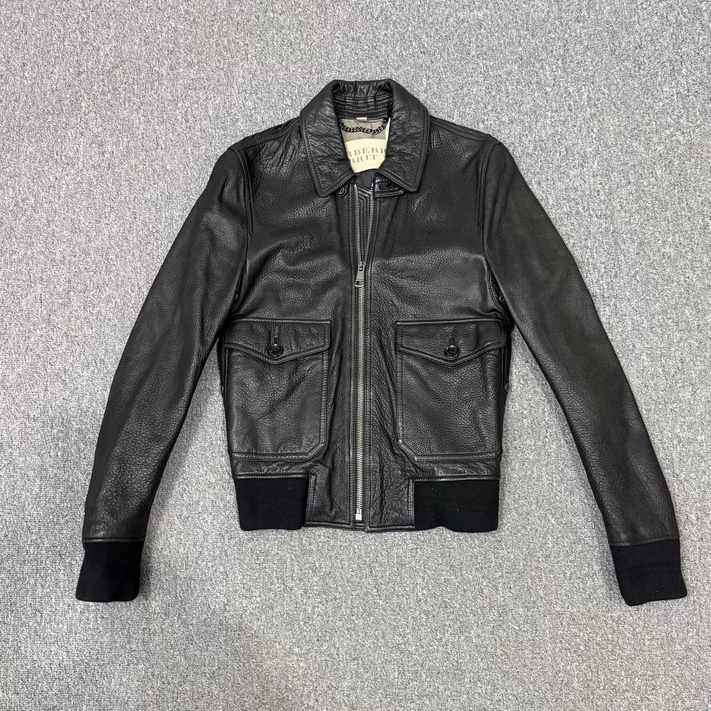 Burberry × Vintage Burberry London leather jacket nova check zip