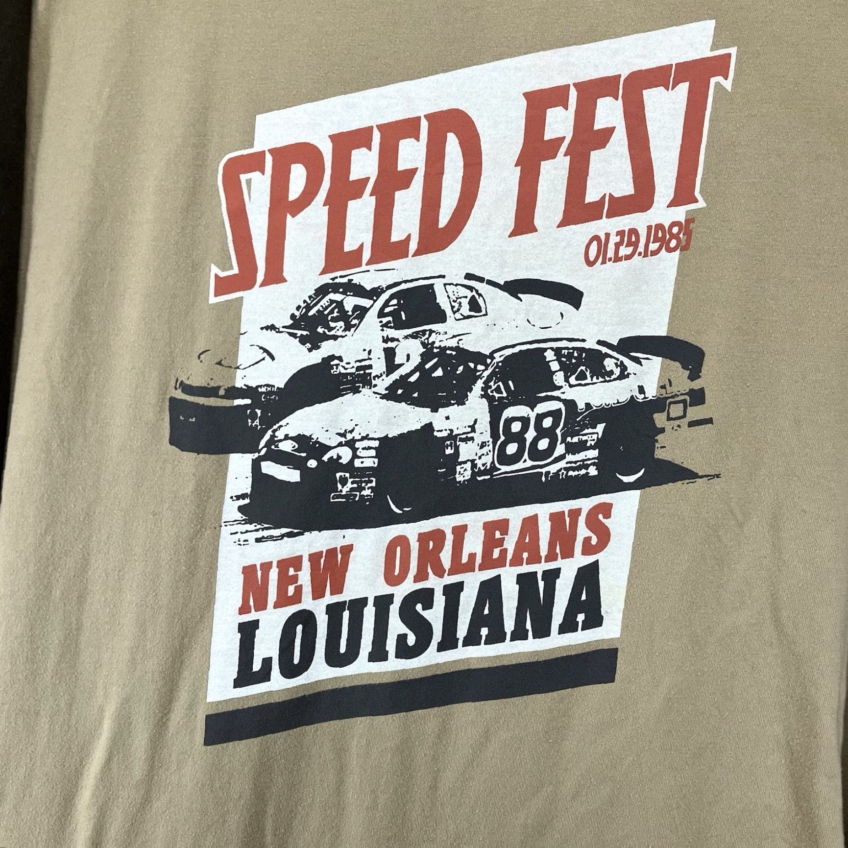 Speedo MEN'S Racing T Shirt L Brown Raglan Retro 80s Speed Fest New Orleans LA Cotton Blend Graphic Print Crew Neck Long Sleeve Logo Men Vintage? Size US L / EU 52-54 / 3 - 3 Thumbnail