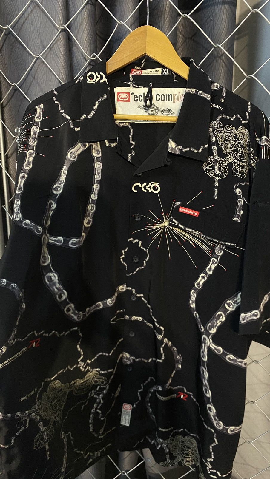 Ecko Unltd. × Japanese Brand × Vintage VINTAGE y2k ECKO UNLTD SHIRT RAYON AOP CHAIN XL Size US XL / EU 56 / 4 - 3 Thumbnail