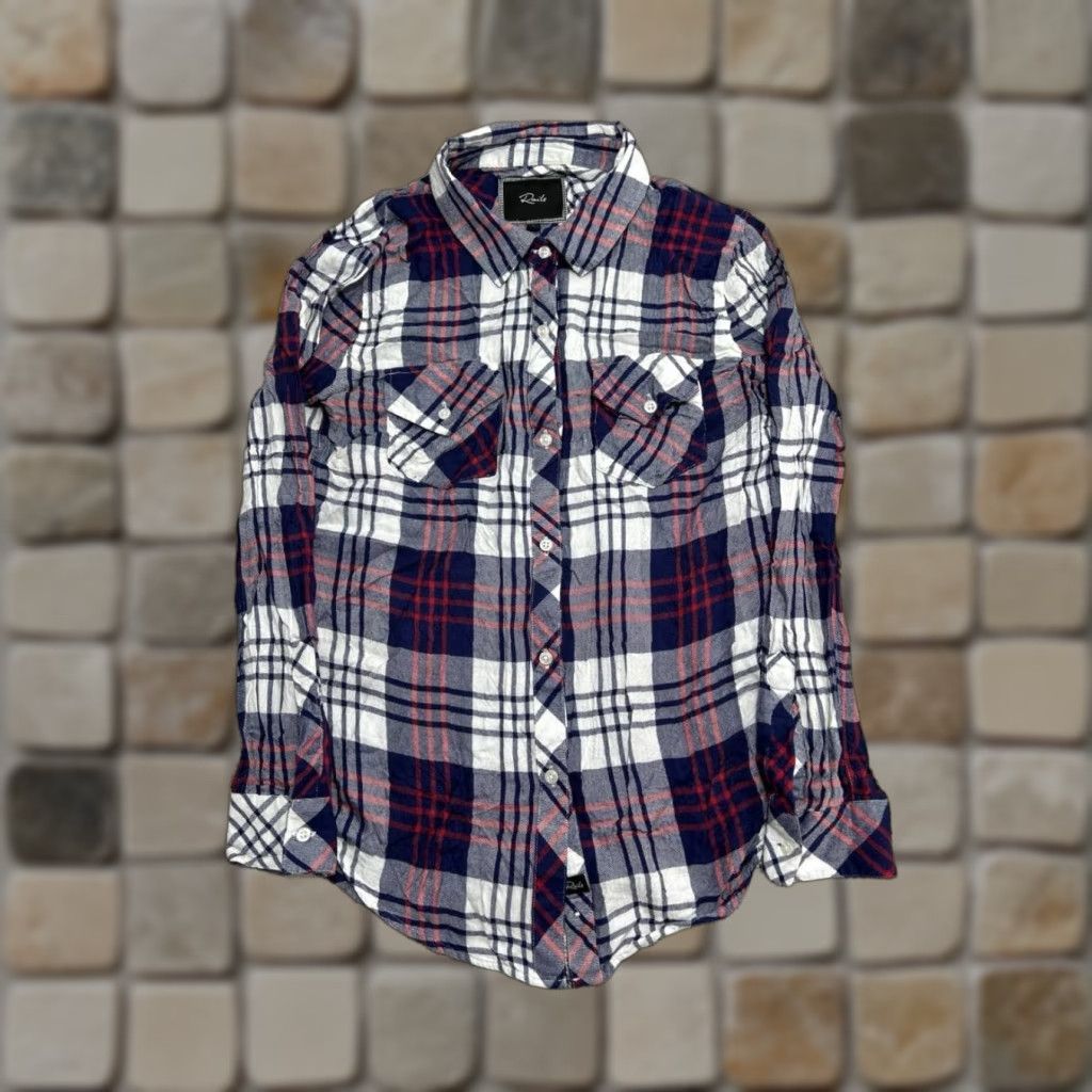 Rails Rails Shirt Womens Small Multicolor Plaid Collared Button Up Flannel Rayon Pocket Easy Care Lightweight Curved Hem Casual Size S / US 4 / IT 40 - 1 Thumbnail