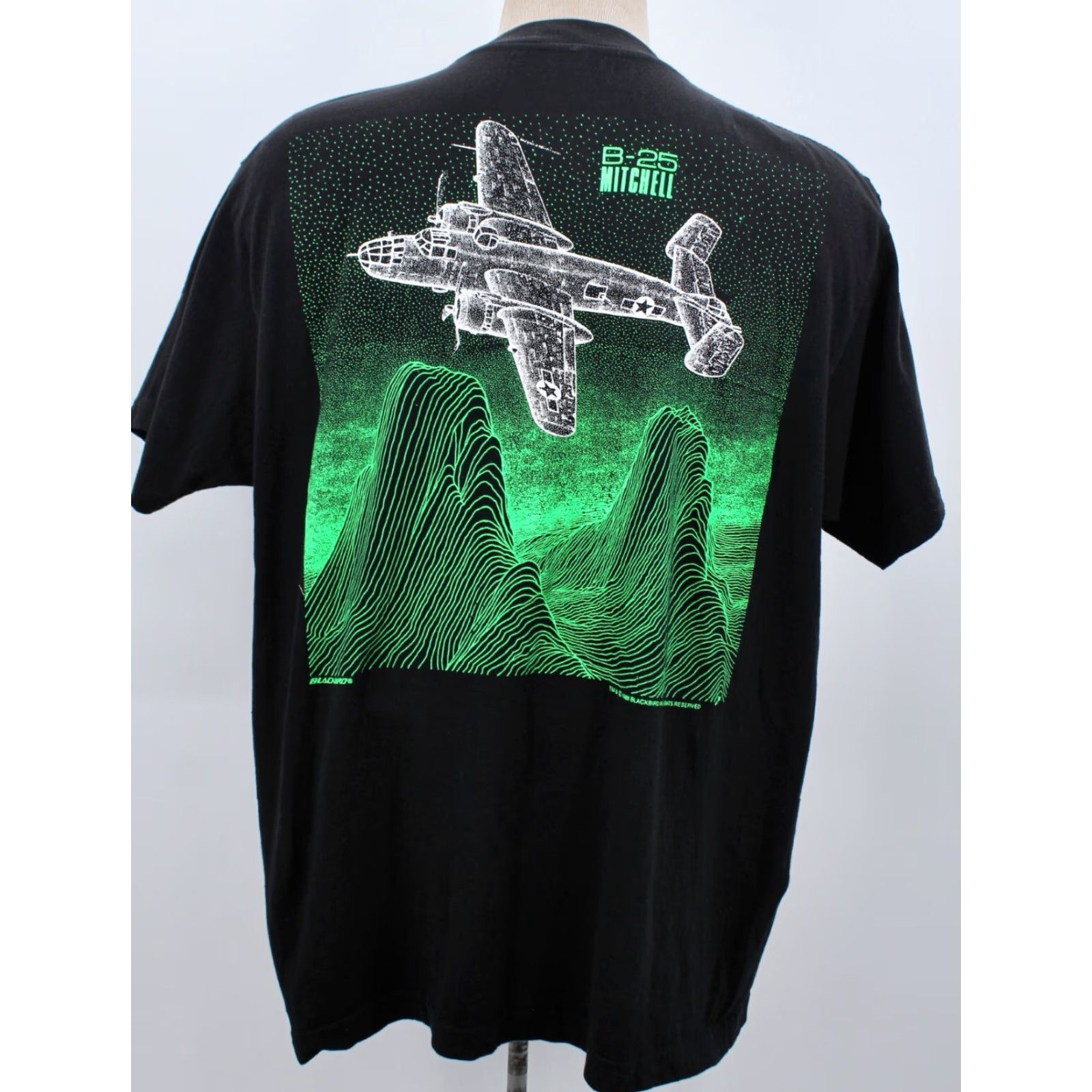 Vintage Liberty Men's VTG 80s B-25 Mitchell Bomber TShirt L Black Cotton Graphic Tee 1980s Airplane Mens Size US L / EU 52-54 / 3 - 2 Thumbnail