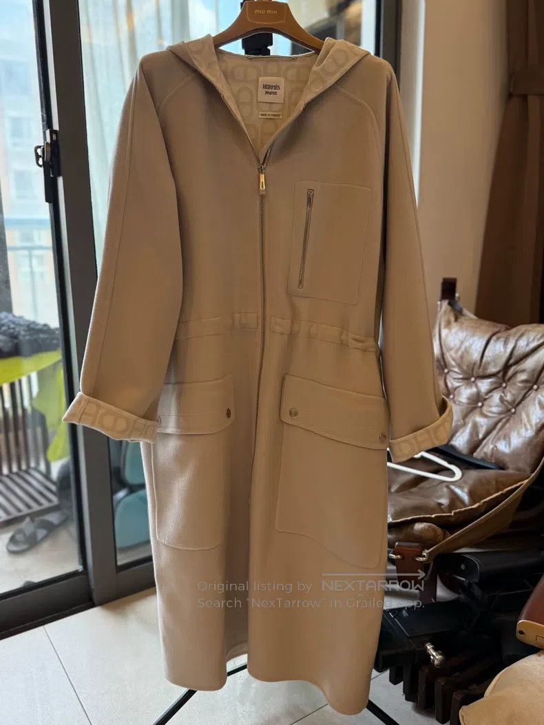 Hermes Hermes Beige Hooded Coat, High-Quality Wool Blend Size XS / US 0-2 / IT 36-38 - 1 Thumbnail