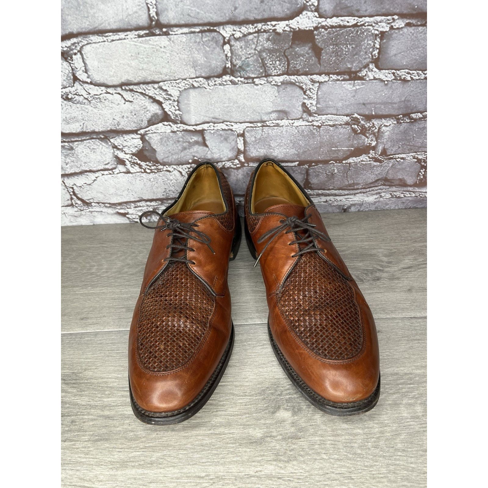 Allen Edmonds Allen Edmonds Norfolk Woven Brown Leather Oxfords Dress Shoe Size US 11.5 / EU 44-45 - 2 Thumbnail