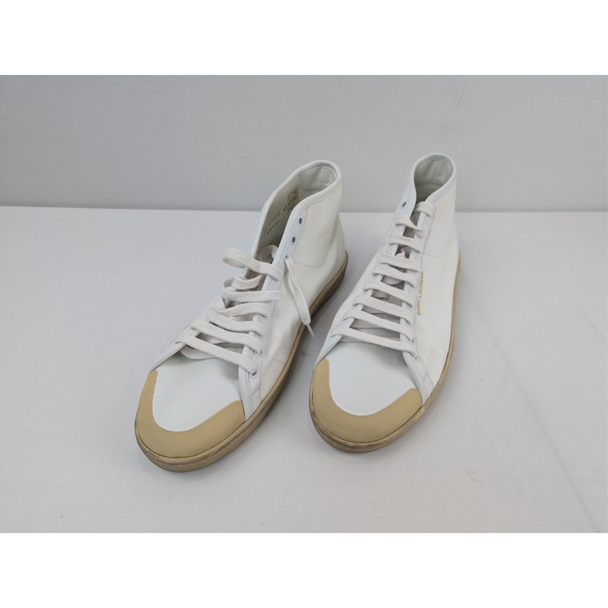 Saint Laurent Paris o1rshd1 Mid-Top Sneakers in Off-White Size US 12 / EU 45 - 8 Thumbnail
