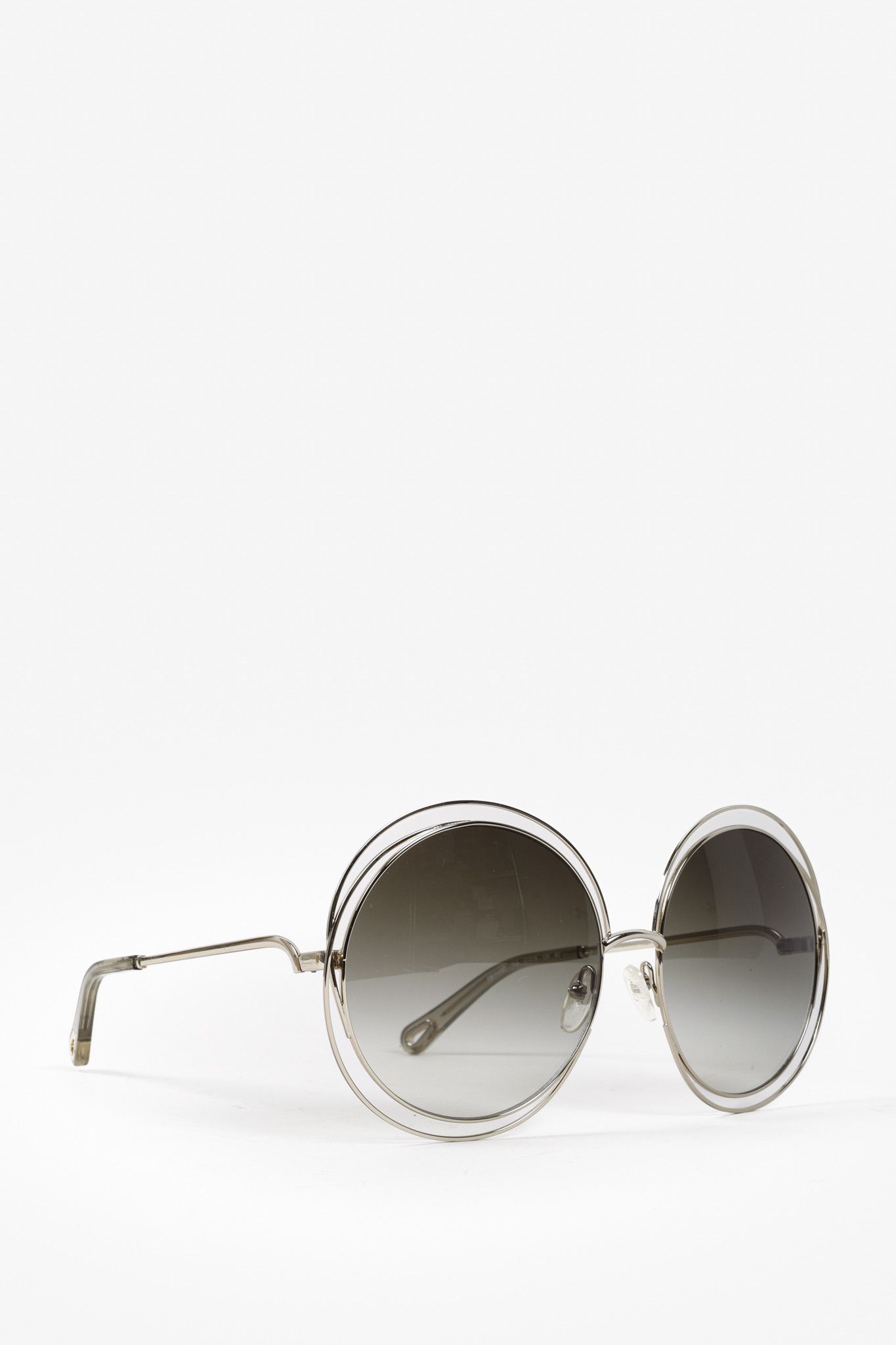 image of Chloe Chloé Carlina Round Silver Sunglasses, Women's