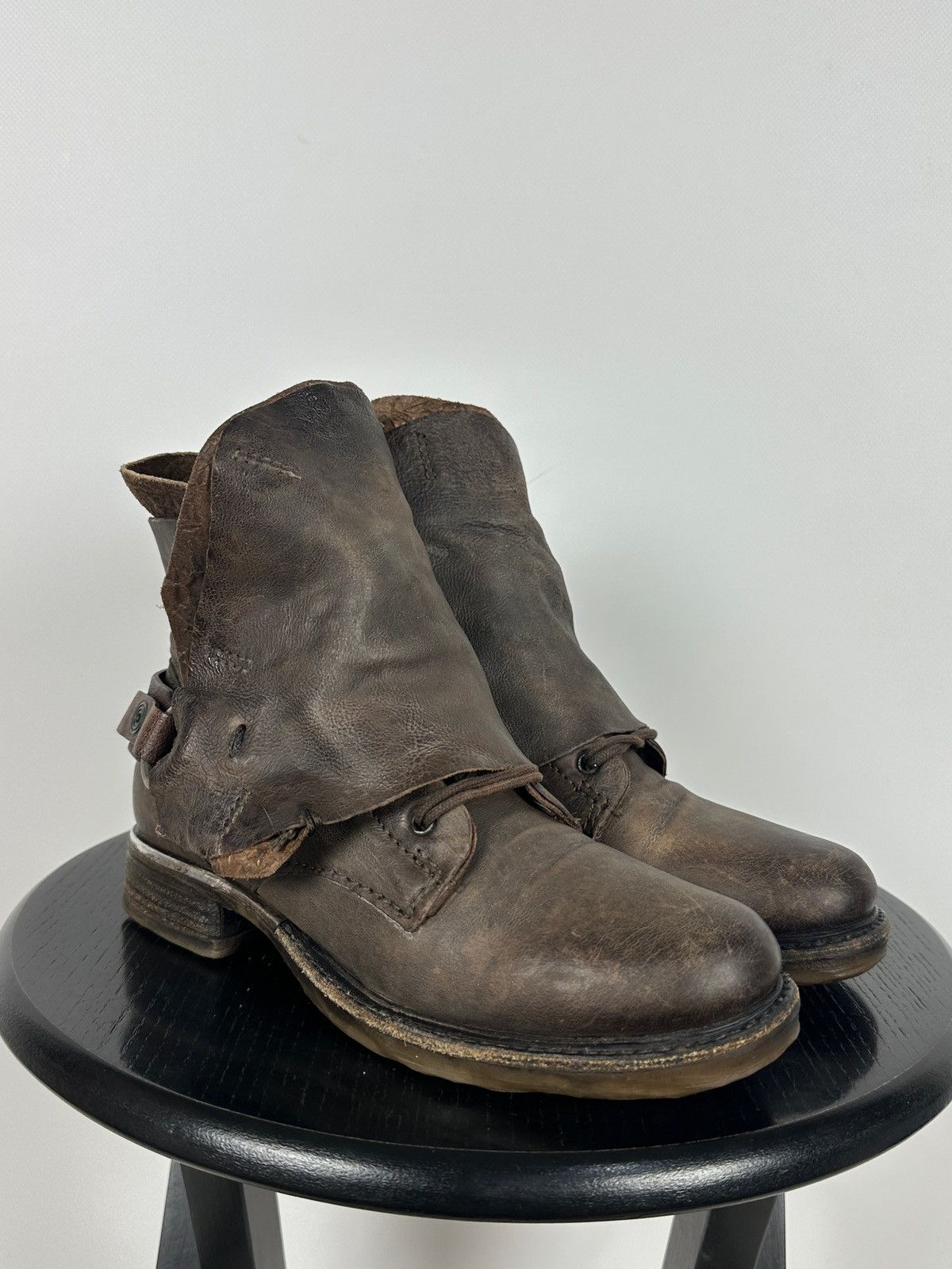 A.S.98 A.S.98. Airstep Brown Leather Buckle Biker Ankle Boots Size US 6 / IT 36 - 8 Thumbnail