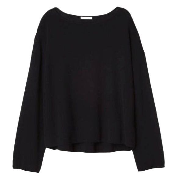 H&M H&M Basic Black Knit Lightweight Sweater Boat Neck Long Slee Size XS / US 0-2 / IT 36-38 - 3 Thumbnail