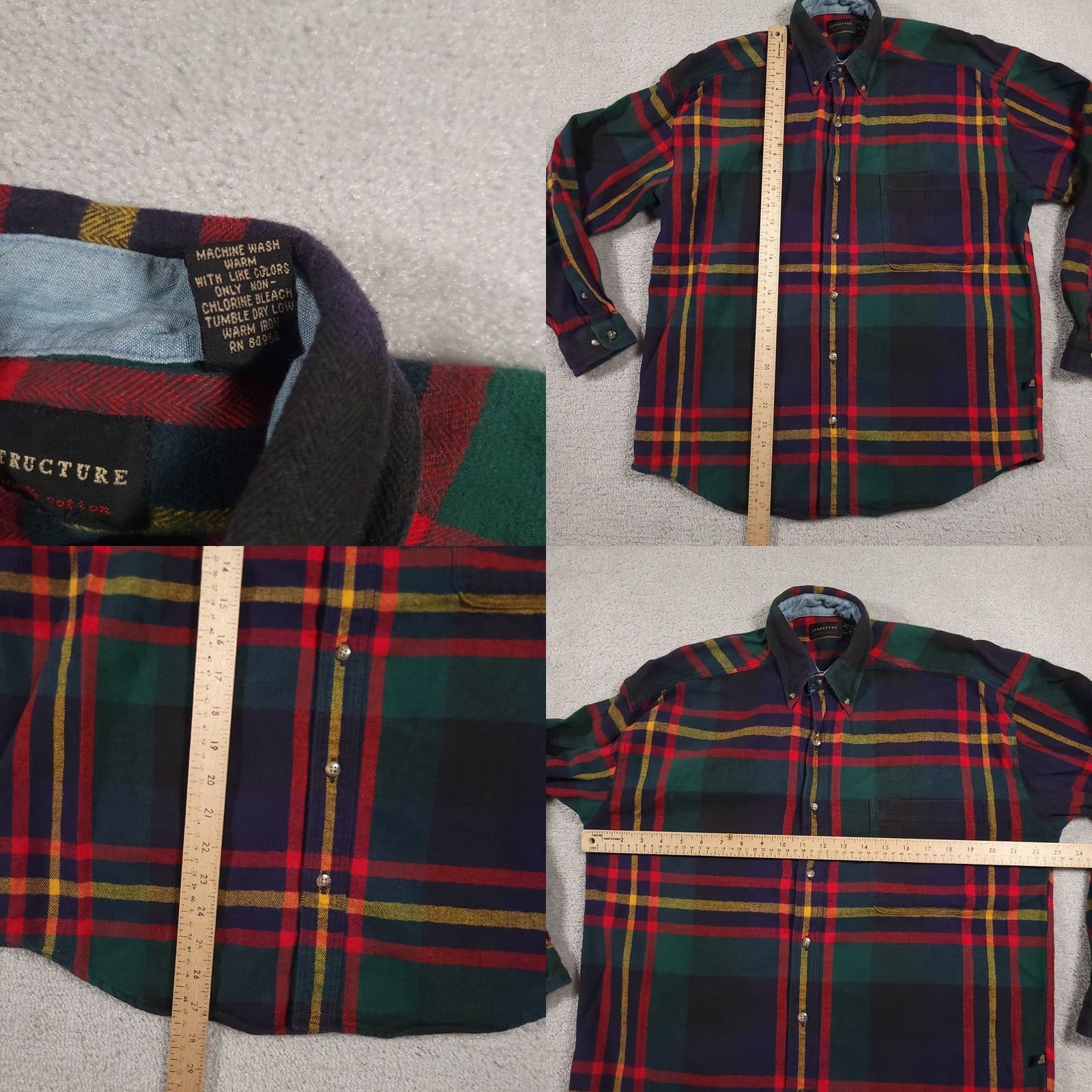 Vintage VINTAGE Structure Shirt Mens Medium Plaid Flannel Button Down 90s Size US M / EU 48-50 / 2 - 8 Thumbnail