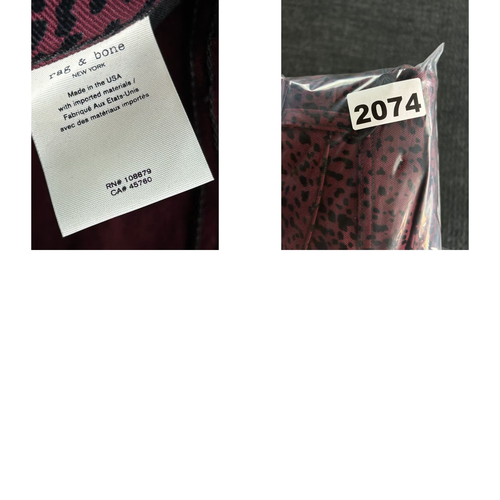 Rag & Bone VINTAGE Rag & Bone Burgundy Cheetah Hana Jeans Animal Leopard Print Flare 23 NEW Size 40" / US 18 - 9 Thumbnail