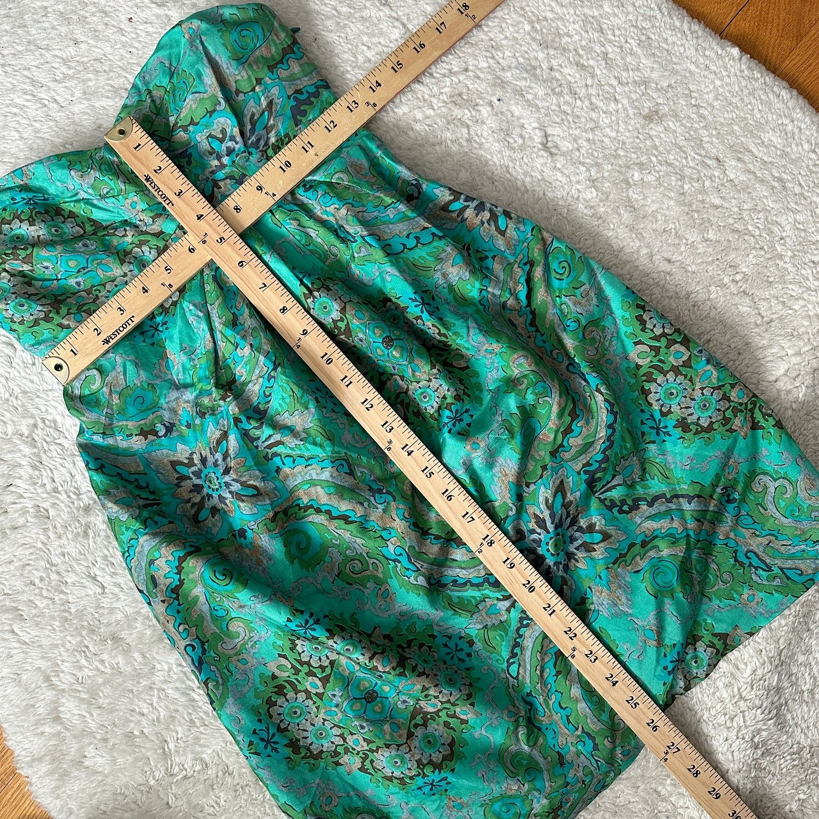 J.Crew J. Crew Casbah Green Paisley Strapless Silk Dress 2 XS Size XS / US 0-2 / IT 36-38 - 8 Thumbnail
