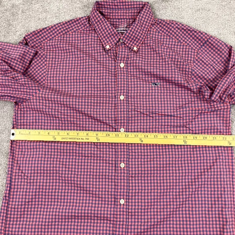 Vineyard Vines Vineyard Vines Shirt Mens Large Pink Blue Check Performance Button-Down Preppy Size US L / EU 52-54 / 3 - 6 Thumbnail