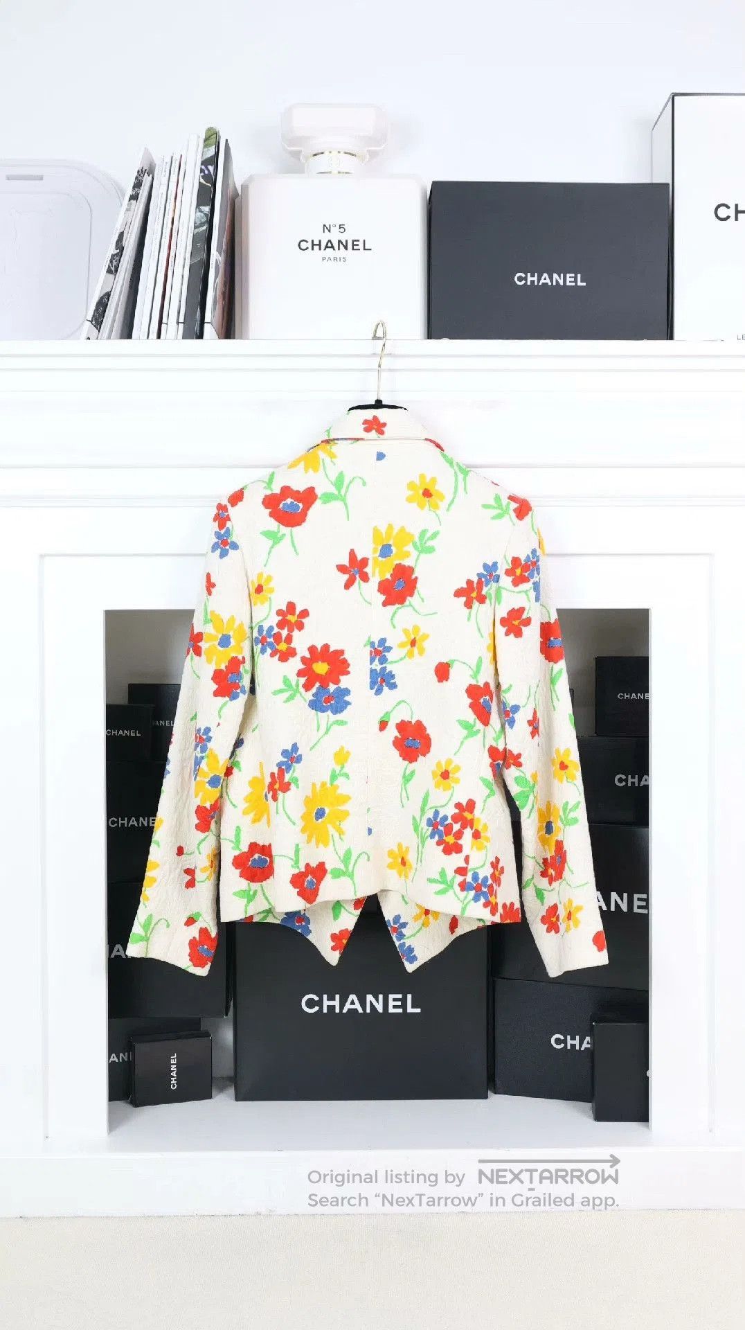 Saint Laurent Paris YSL White Floral Pattern Blazer. Size S / US 4 / IT 40 - 2 Thumbnail
