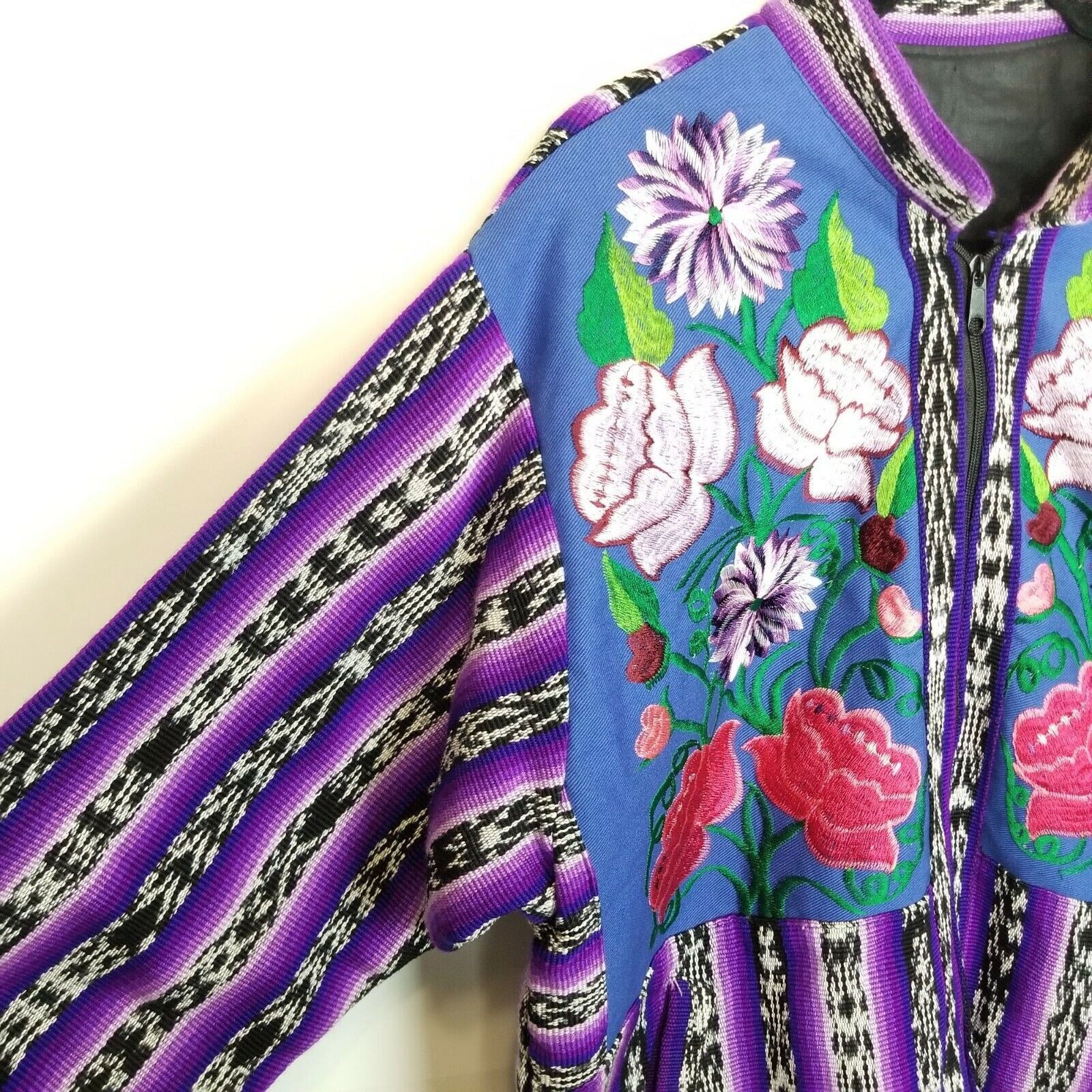 Vintage Vintage Floral Southwester Zip Emboroidered Bomber Jacket Size L / US 10 / IT 46 - 6 Thumbnail