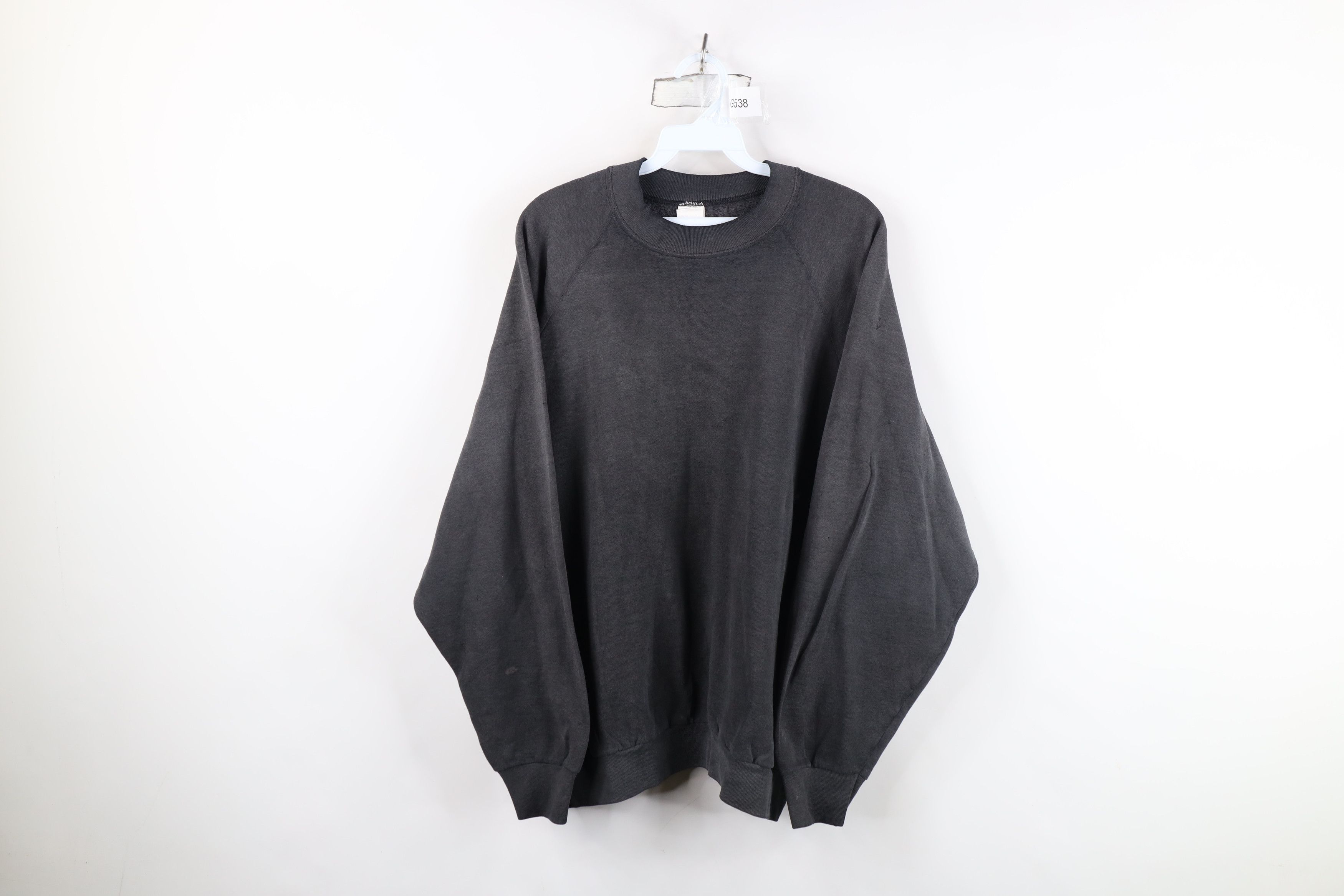 Vintage Vintage 90s Streetwear Blank Crewneck Sweatshirt Black USA Size 3XL / US 20-22 - 1 Thumbnail