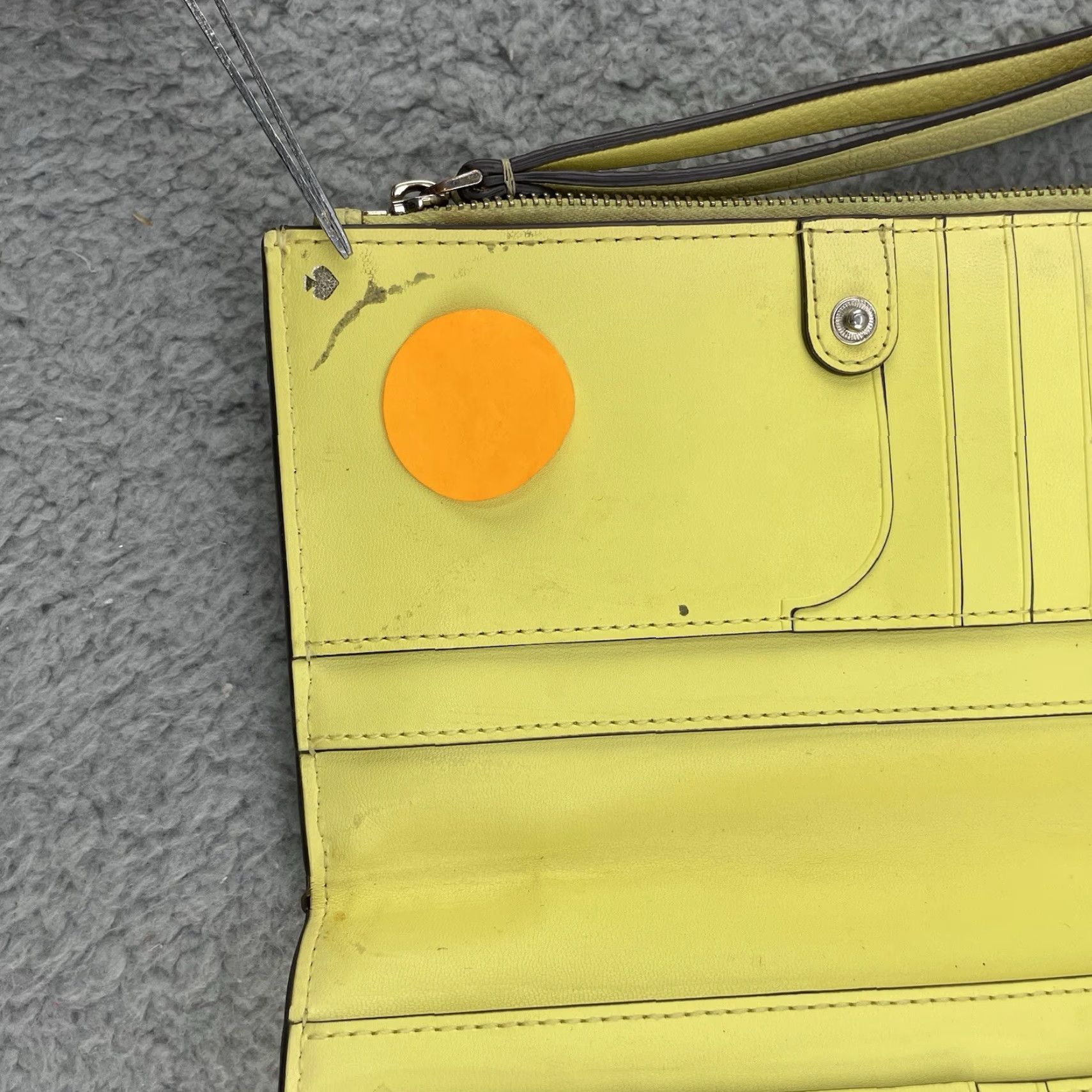 Vintage Kate Spade Wallet Small Women Yellow Pebbble Leather Zip Around Jackson Clutch Divider Boho Size ONE SIZE - 6 Thumbnail
