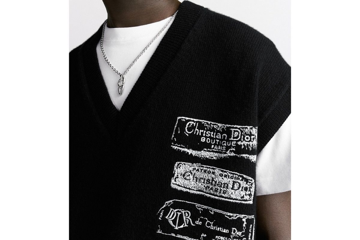 Dior o1bcso1str0326 Archives Labels Sweater Vest in Black Size US L / EU 52-54 / 3 - 6 Thumbnail