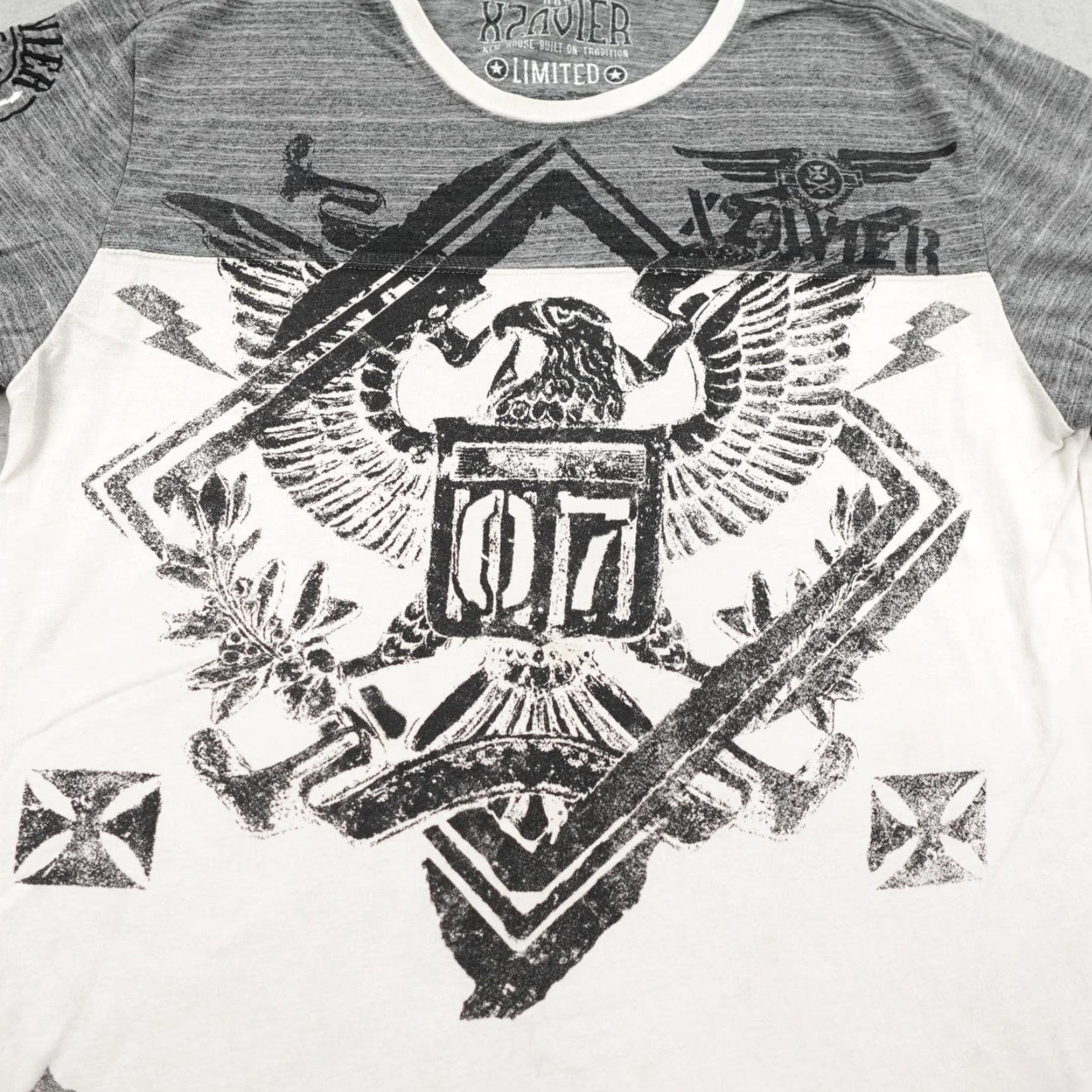 Vintage VINTAGE AXR Xzavier Tee Shirt Mens Large Gray White Graphic Eagle MMA Y2K Crew Neck 90s 2000s Mens Size US L / EU 52-54 / 3 - 2 Thumbnail