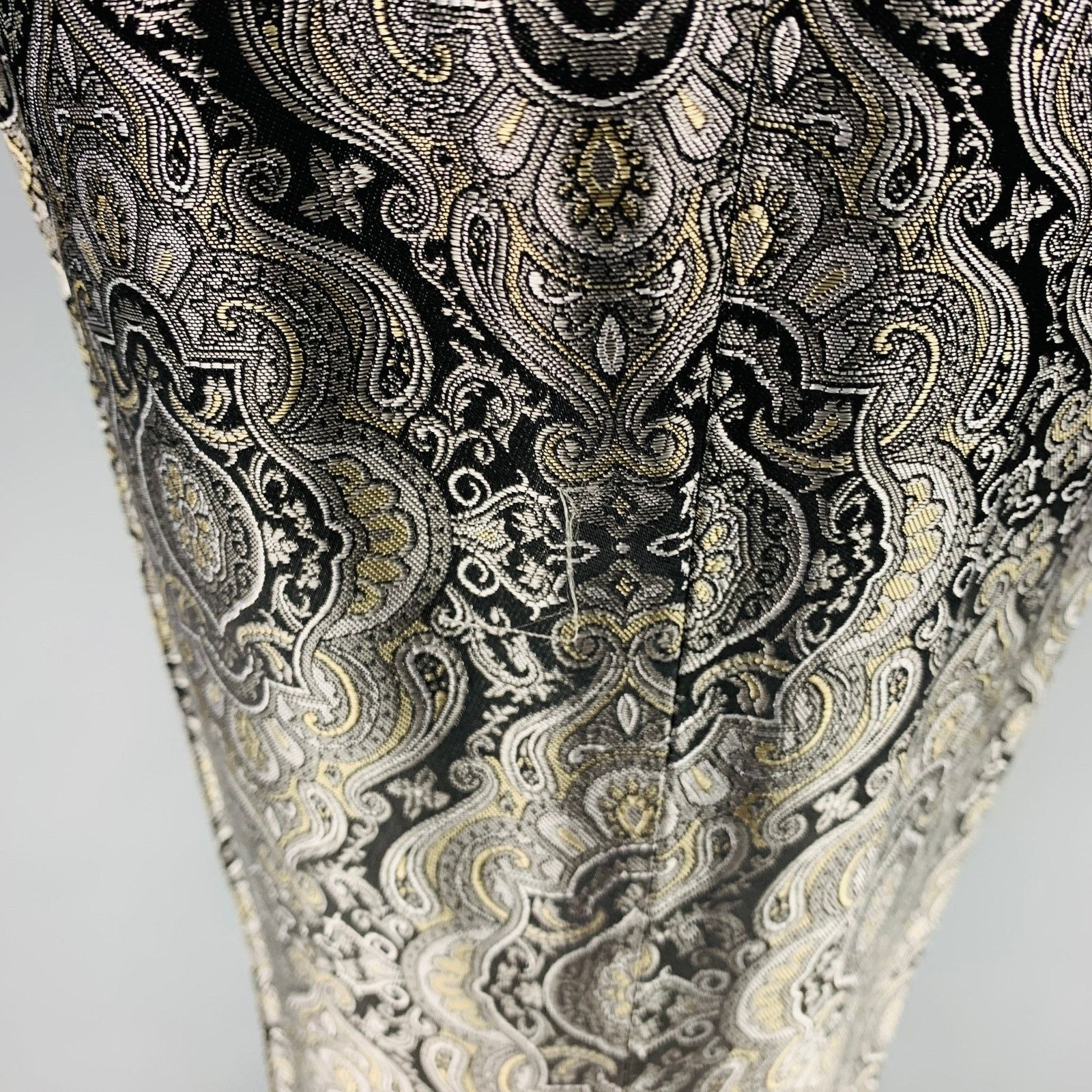Other Size 10 Black Grey Acetate Paisley Straight Dress Pants Size 32" / US 10 / IT 46 - 4 Thumbnail