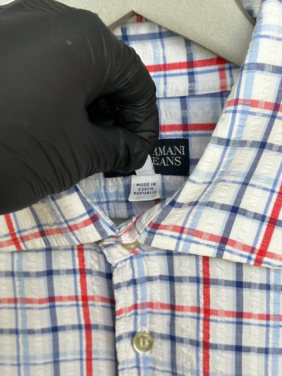 Giorgio Armani Armani Jeans Vintage Check Button Up Shirt Textured Pattern Size US XL / EU 56 / 4 - 12 Thumbnail