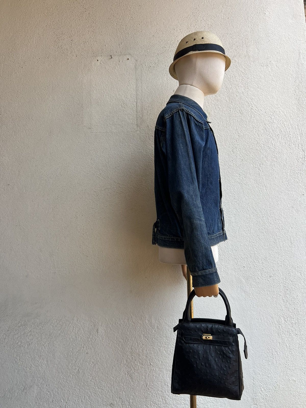 Leather × Vintage Vintage Ostrich Leather Mini Kelly Bag Torrente Paris Size ONE SIZE - 3 Thumbnail