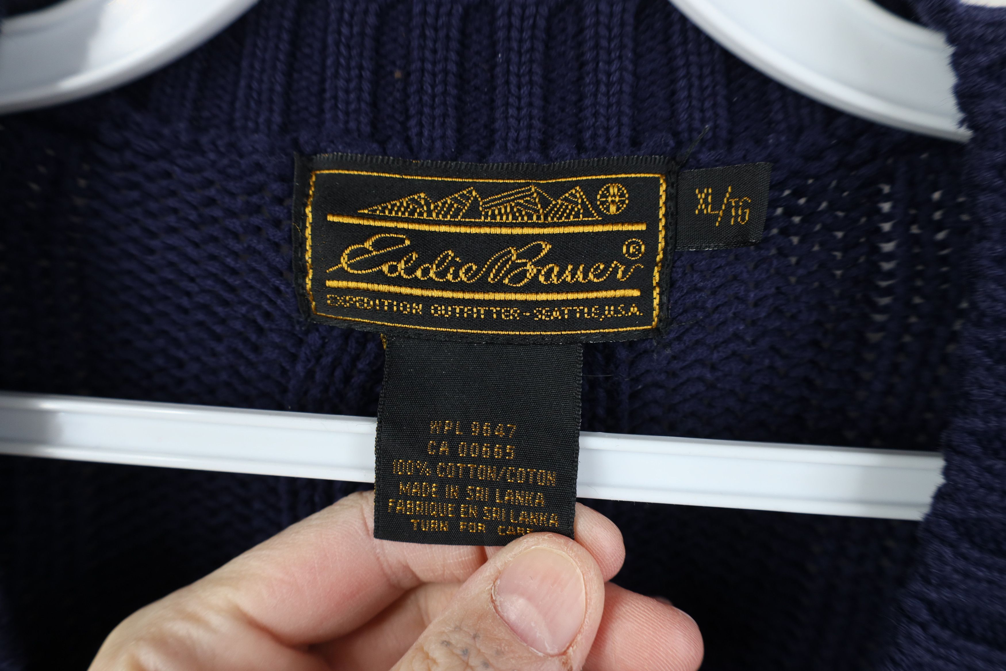 Eddie Bauer Vintage 90s Eddie Bauer Cable Knit Sweater Blue Cotton Size US XL / EU 56 / 4 - 4 Thumbnail