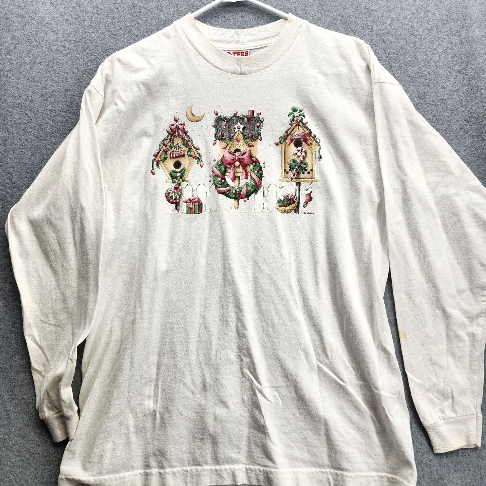Vintage VINTAGE Birdhouse Christmas Long Sleeve Shirt Shirt Unisex Adults L White Distressed Made In USA Christmas Birdhouse L Womens Mens Size US L / EU 52-54 / 3 - 2 Thumbnail