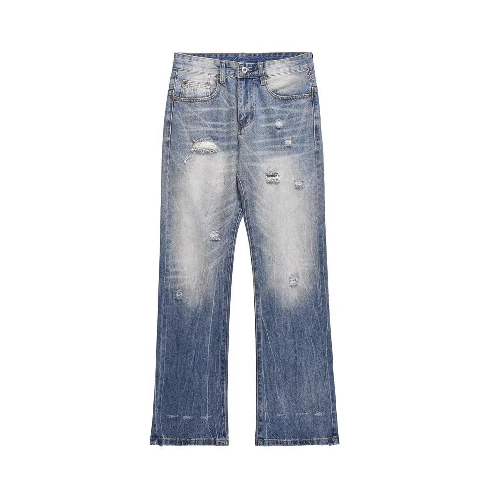 Japanese Brand × Jean American high street men's loose gradient ripped jeans Size US 32 / EU 48 - 1 Thumbnail