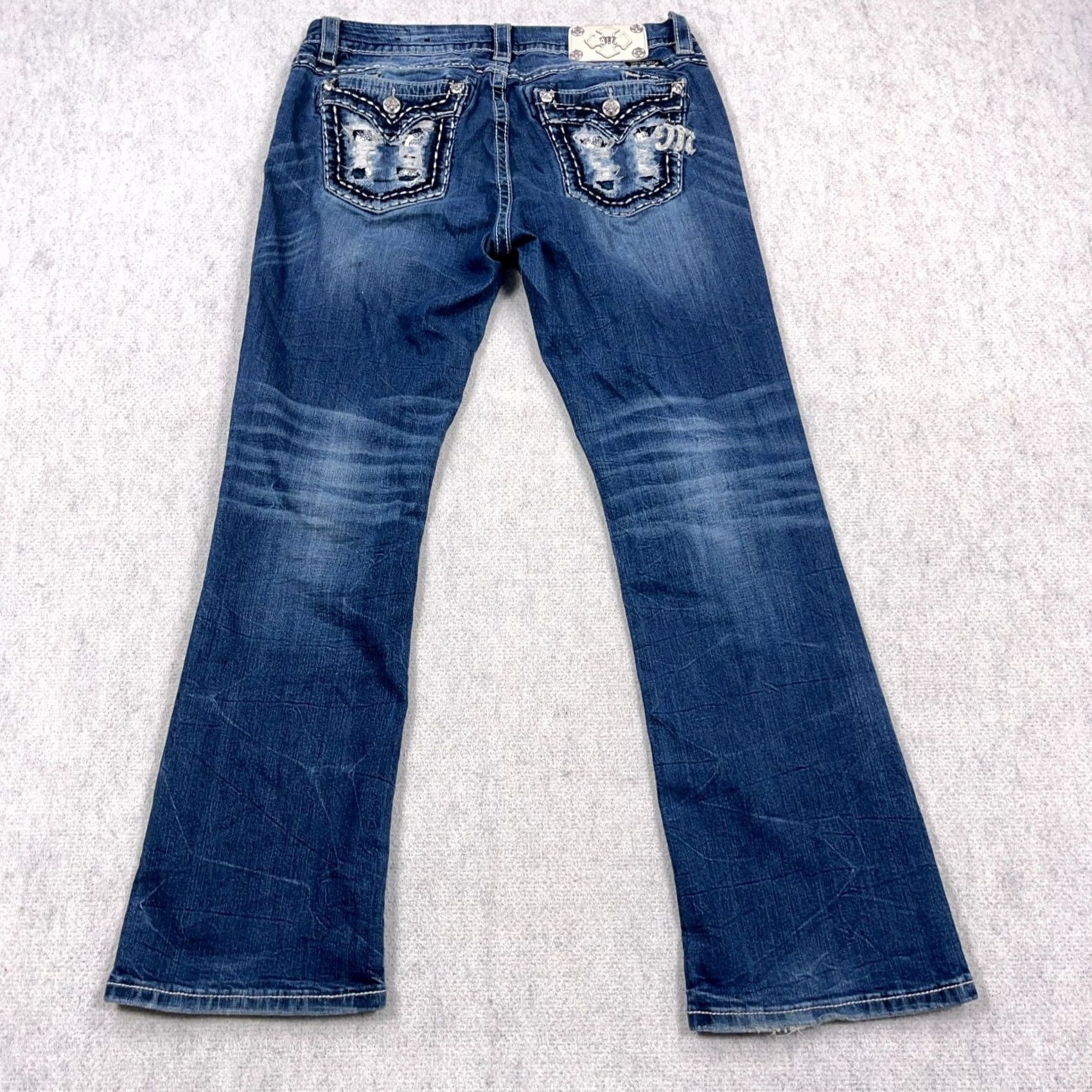 Miss Me Miss Me Women Jeans Bootcut Blue Medium Wash Embellished 30 Size 30" / US 8 / IT 44 - 3 Thumbnail