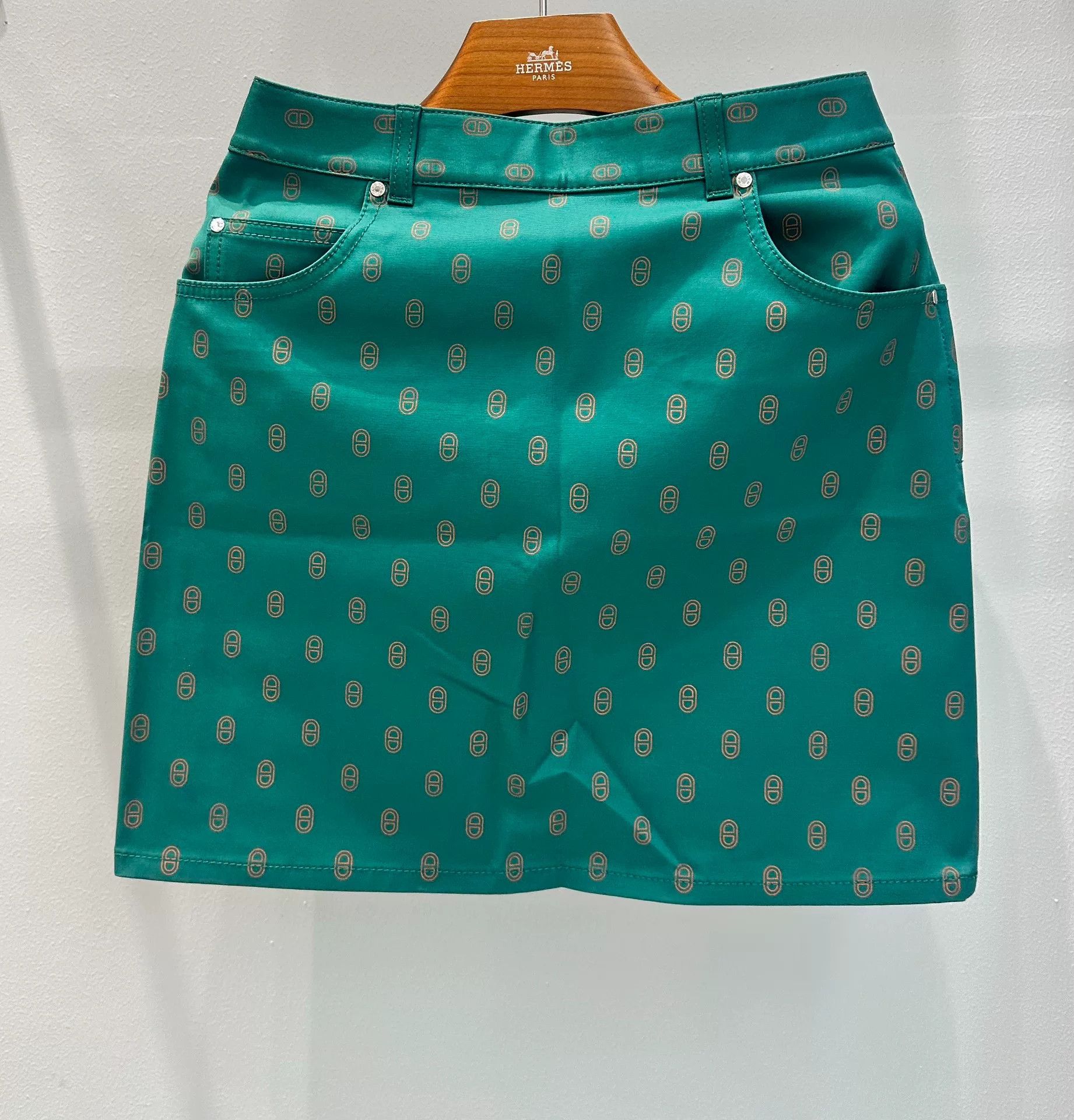 Hermes Hermes Green Denim Mini Skirt Size US 36 / EU 52 - 1 Thumbnail