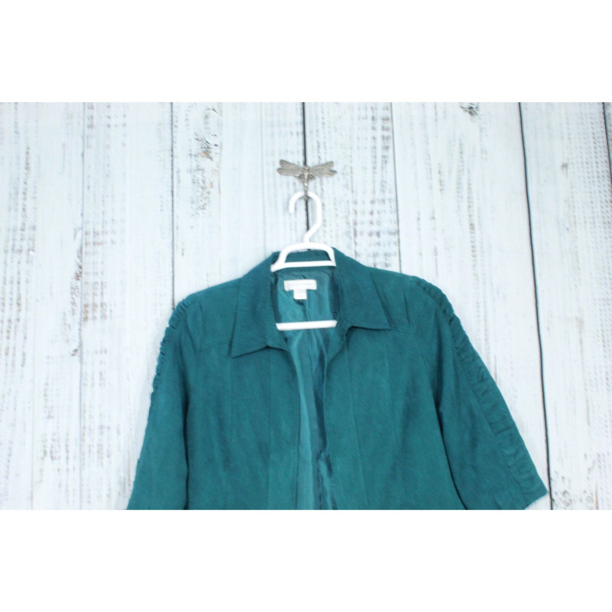 Other Christopher & Banks Green Suede Ruffle Button Jacket Size M / US 6-8 / IT 42-44 - 2 Thumbnail