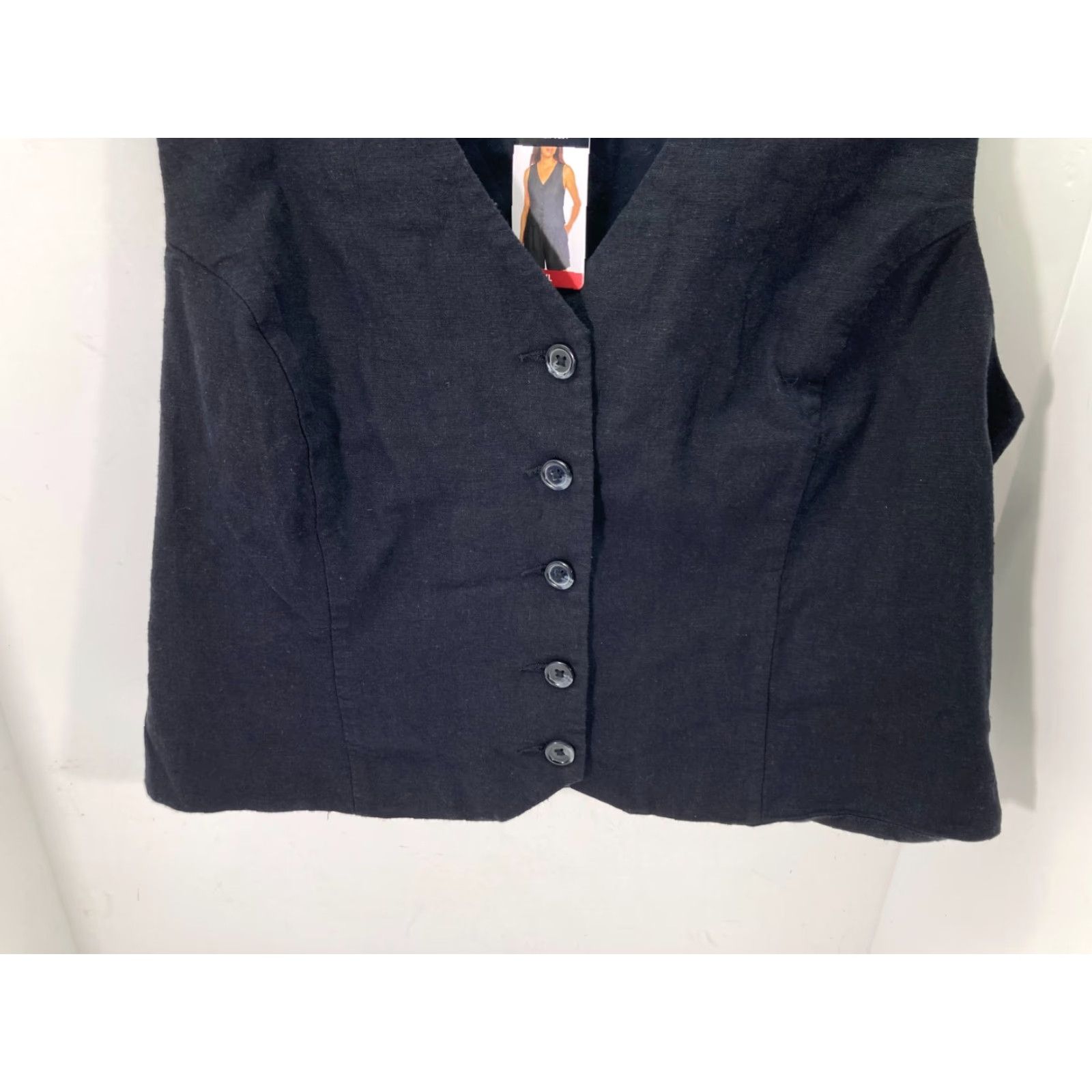 Express Express Linen Vest Womens XL Black Button Front V-Neck Classic Look NWT Size XL / US 12-14 / IT 48-50 - 4 Thumbnail