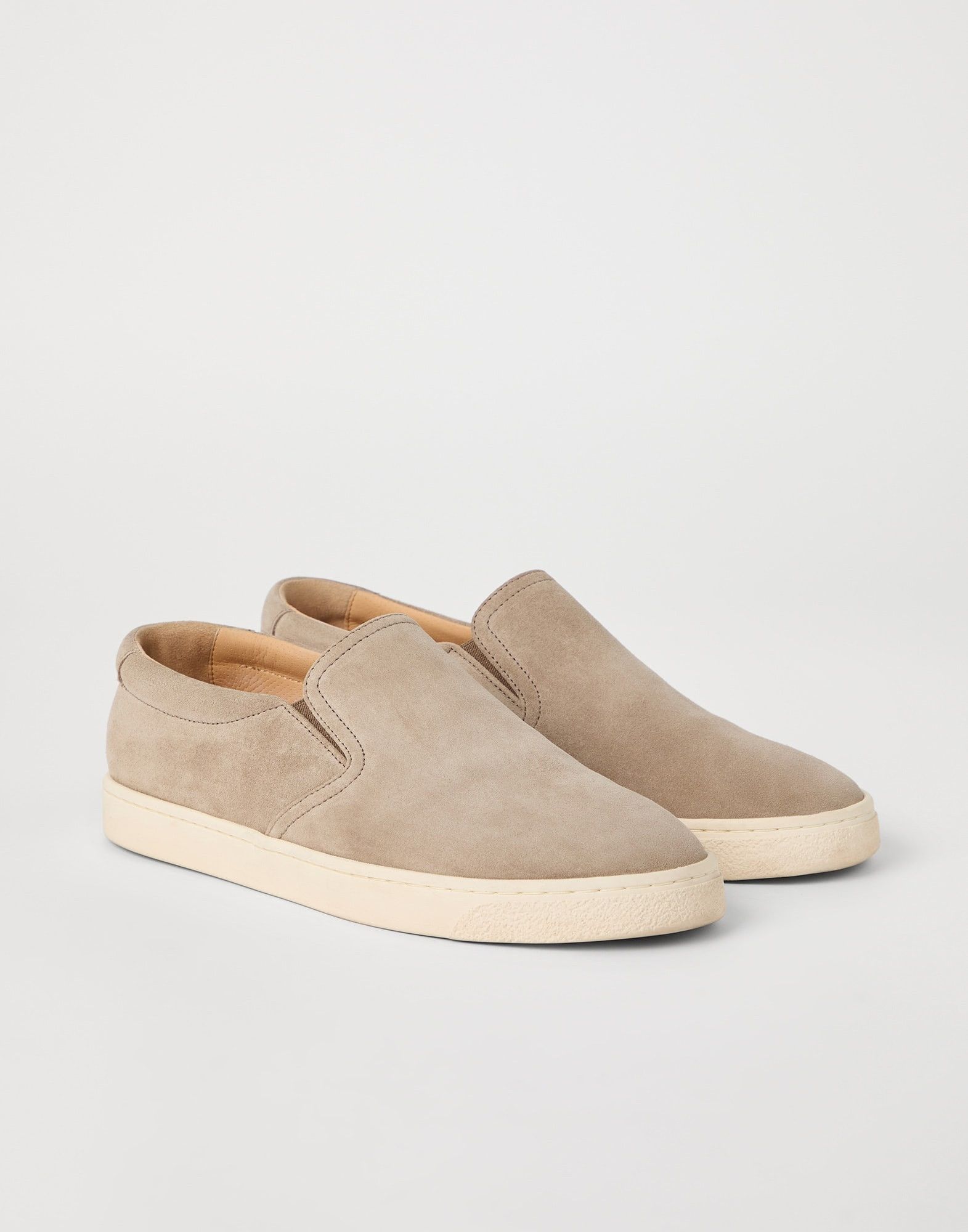 Brunello Cucinelli o1la1rc1a0326 Washed Suede Slip-On in Beige Size US 10 / EU 43 - 2 Thumbnail