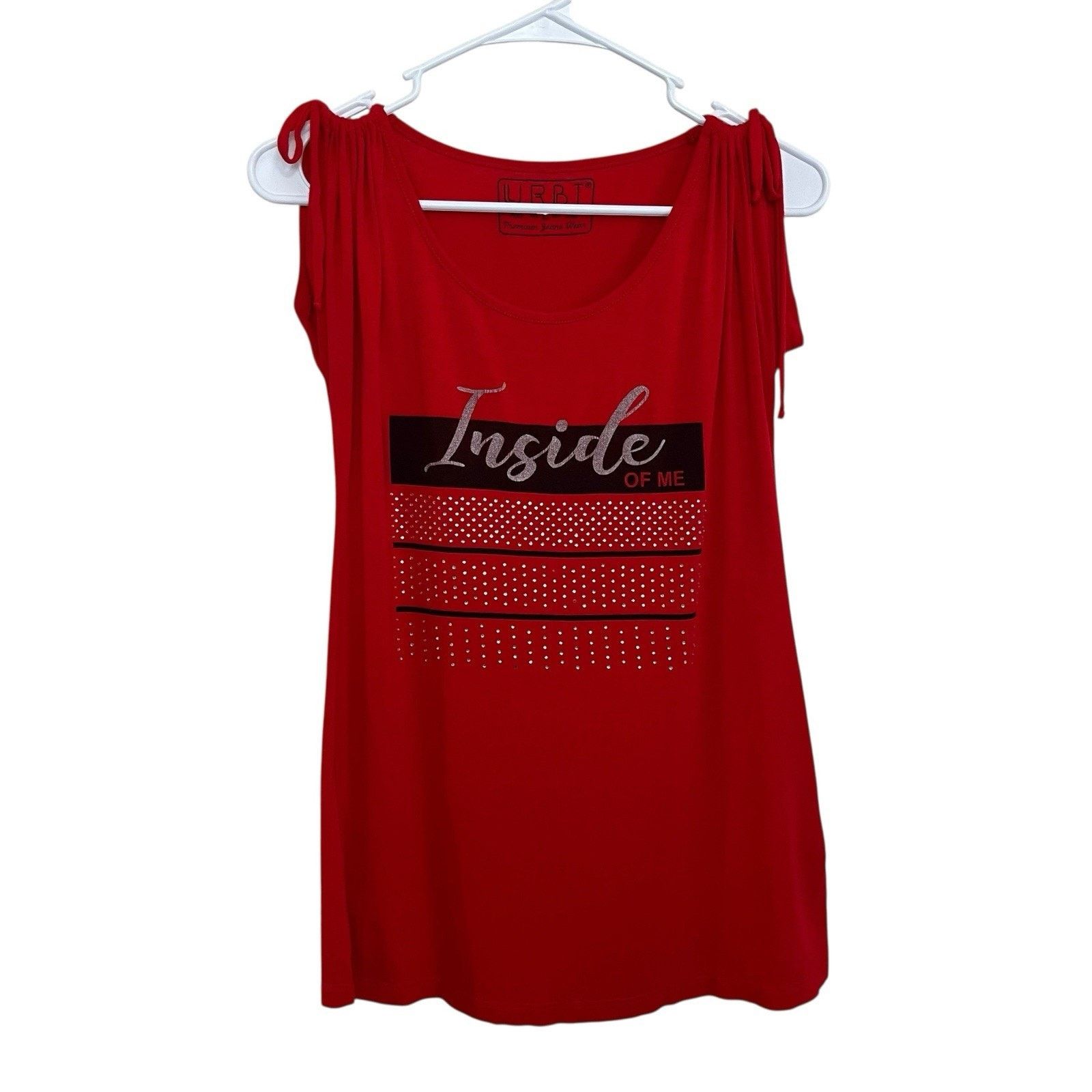 Vintage Urbi Red Jeweled Inside Of Me Y2K Top Large Rave Mall Goth Size L / US 10 / IT 46 - 1 Thumbnail