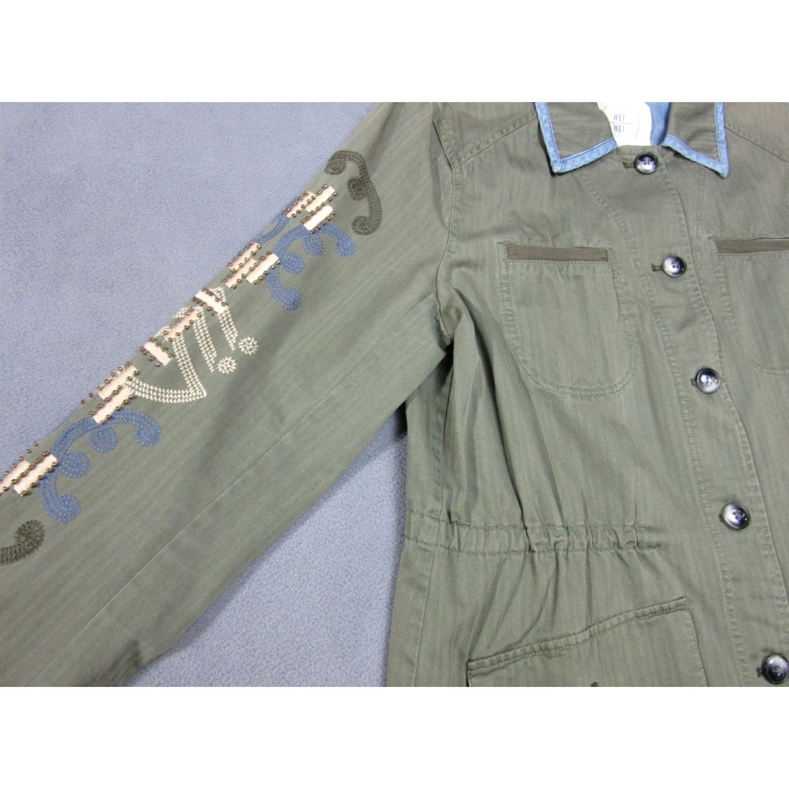 Anthropologie Anthropologie Jacket Womens Medium Olive Green Embroidered Button Front Hei Hei Size M / US 6-8 / IT 42-44 - 6 Thumbnail