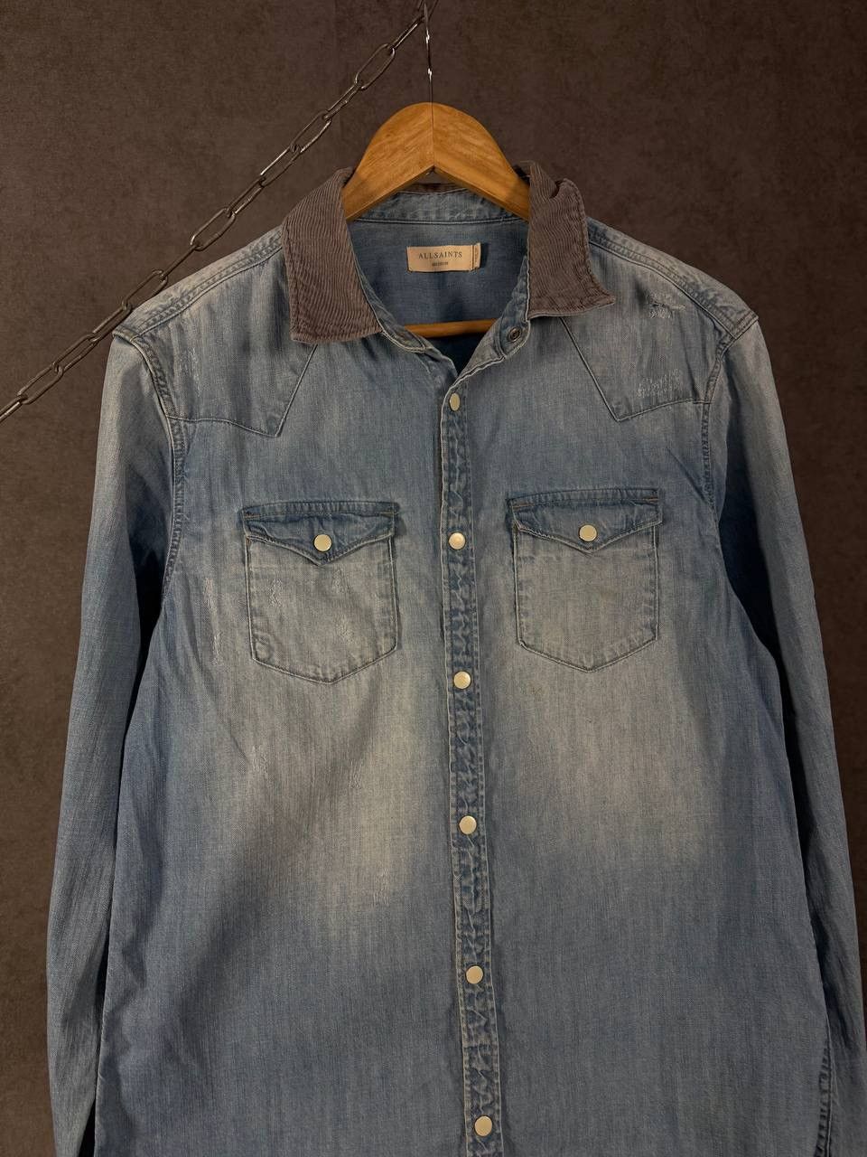 Allsaints Allsaints designer distressed denim shirt Size US S / EU 44-46 / 1 - 3 Thumbnail