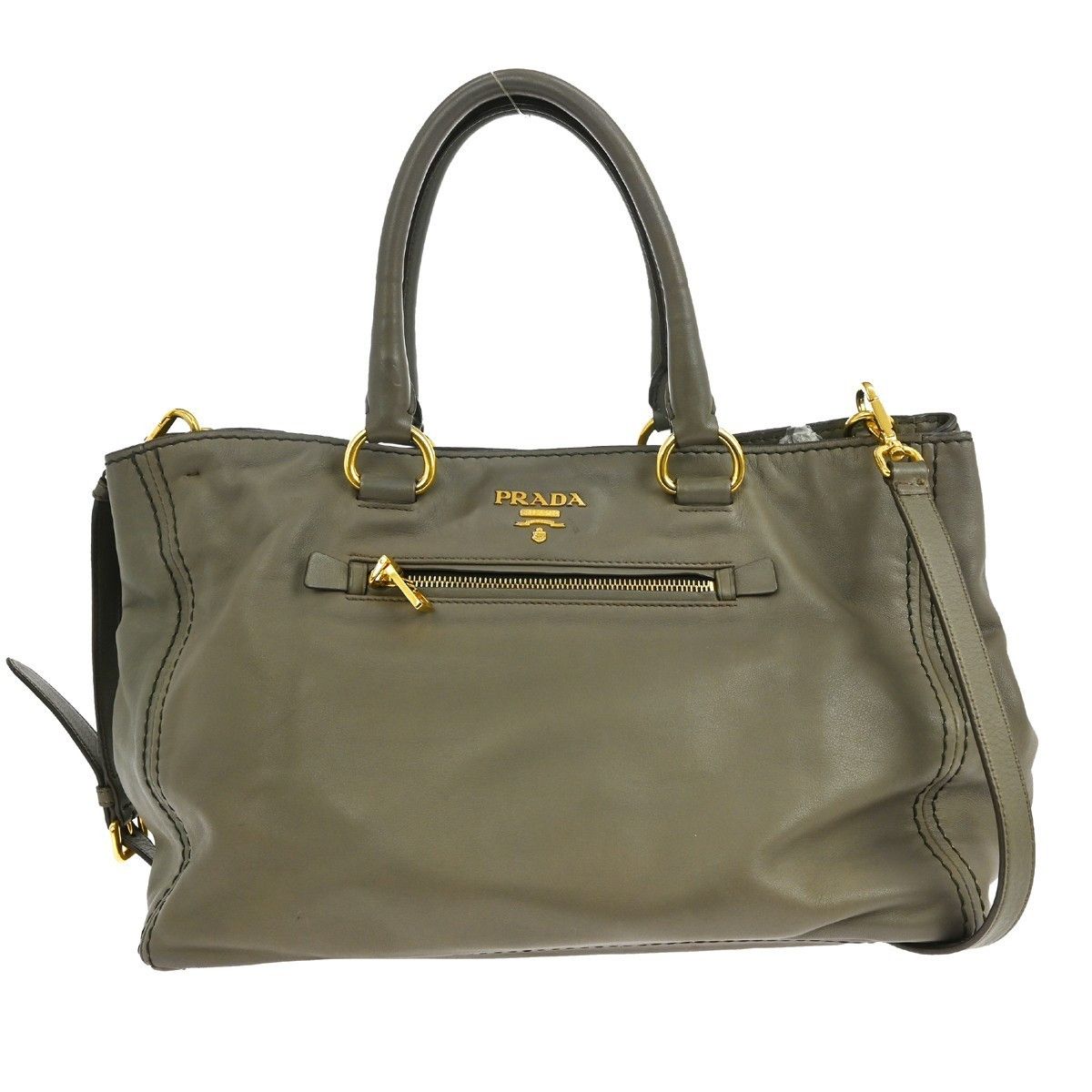 Prada Prada Front Pocket Convertible Tote Leather Size ONE SIZE - 1 Thumbnail