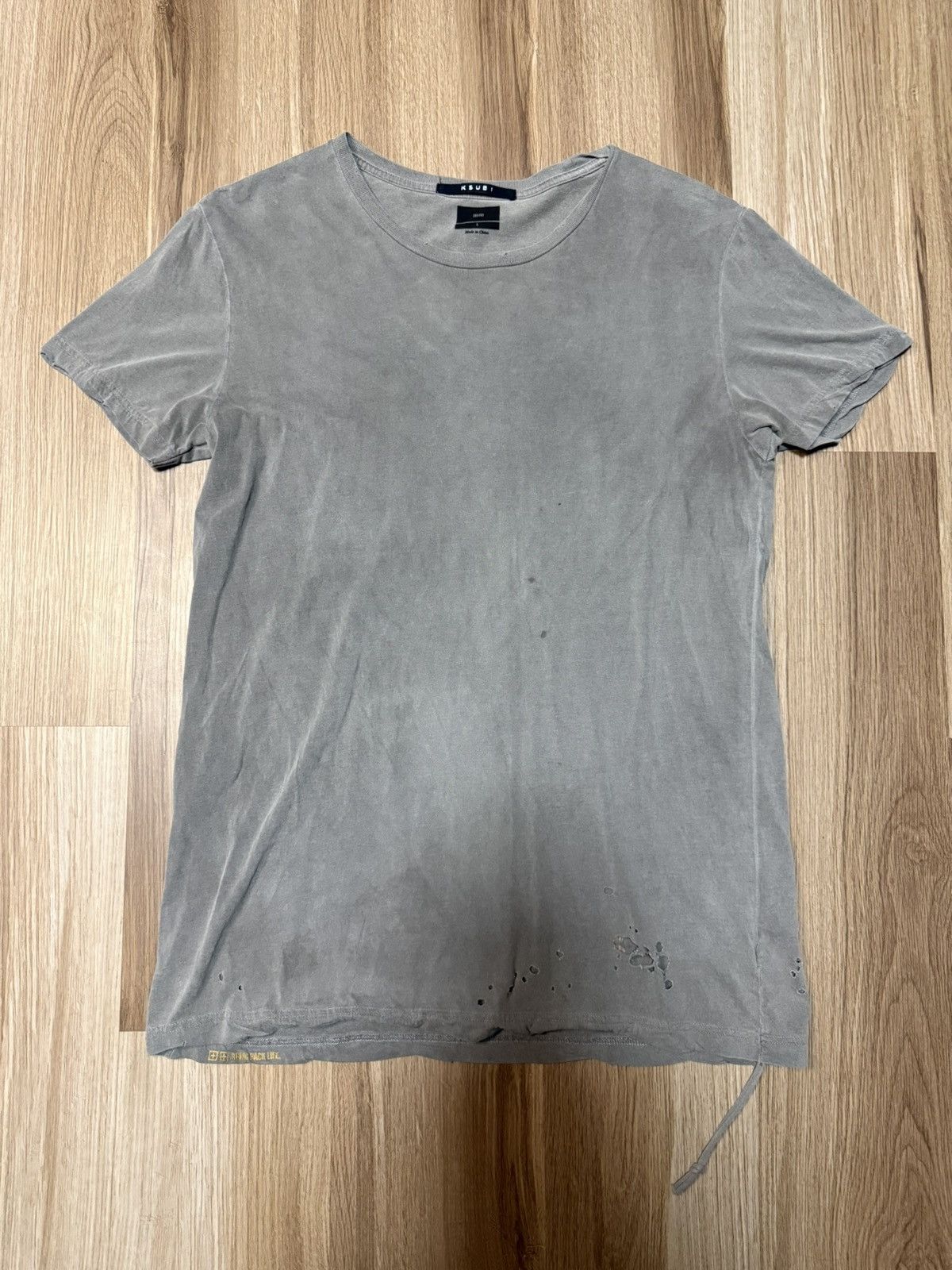 Ksubi Ksubi Gray Distressed Crew Neck Short Sleeve Men's T-Shirt Size US L / EU 52-54 / 3 - 1 Thumbnail