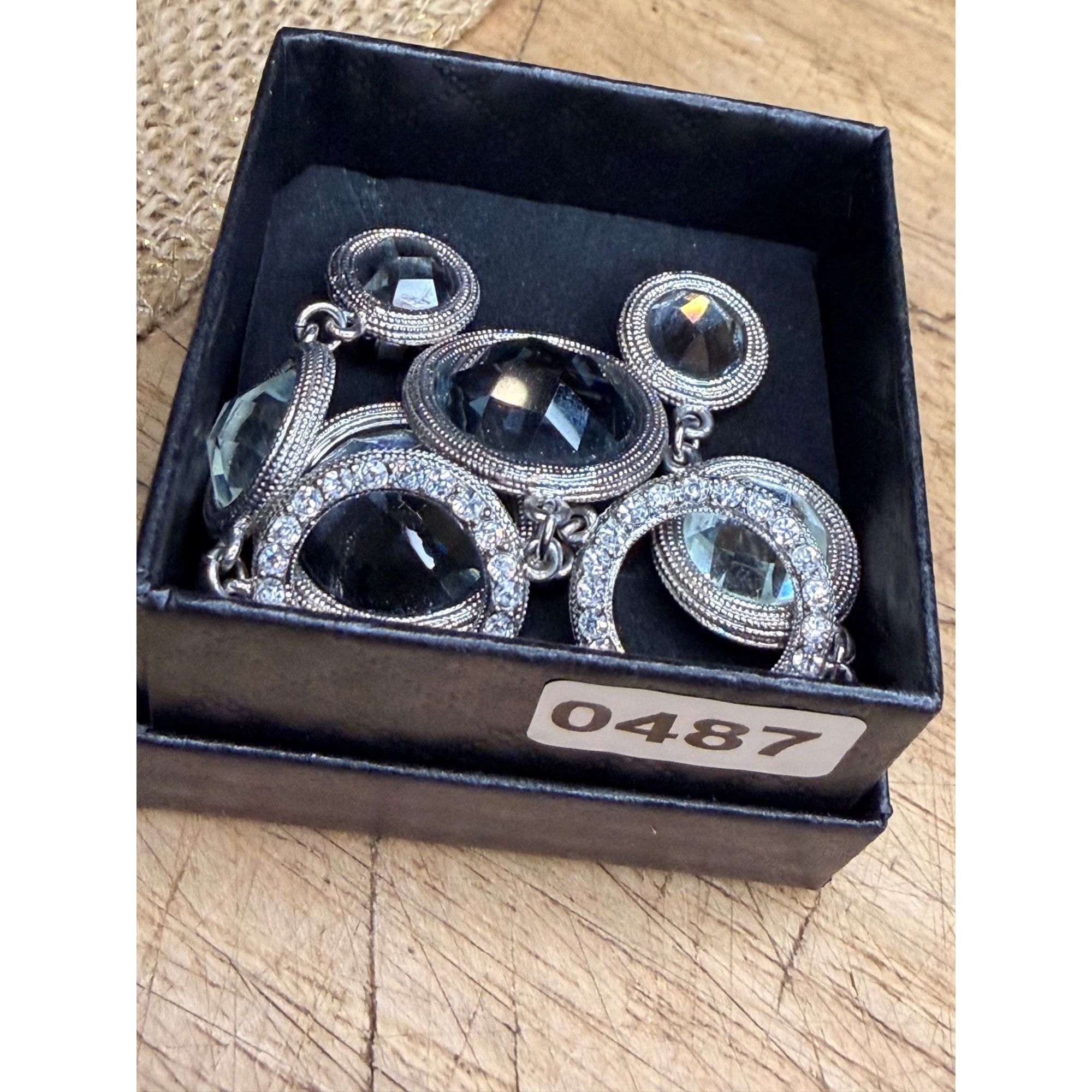 Other Silver Crystal Drop Statement Earrings With Rhinestone Accen Size ONE SIZE - 4 Thumbnail