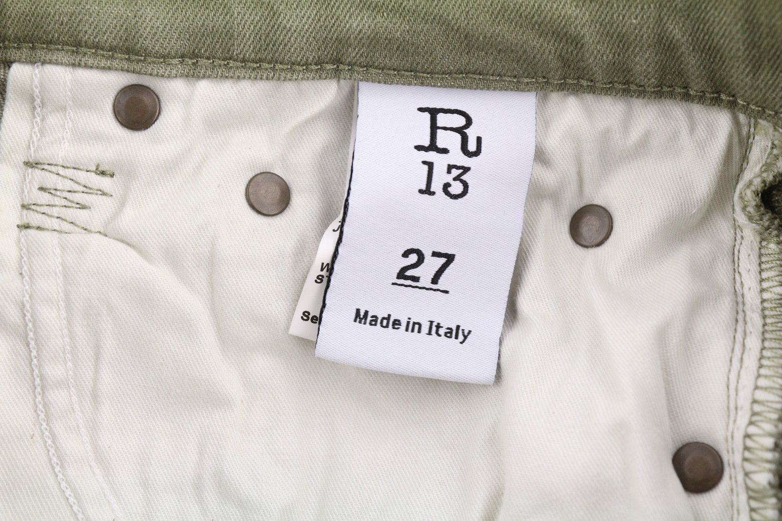 R13 JANE 27 Loose Straight Waist Olive Green Jeans 84499 Size 27" / US 4 / IT 40 - 9 Thumbnail